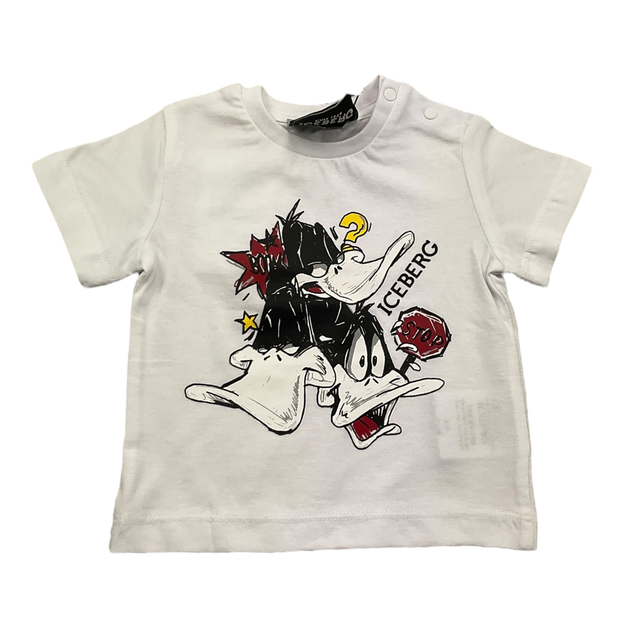 Iceberg T-Shirt Girocollo Tinta Unita con Stampa per Neonato TSICE5107B BIANCO ICEBERG 