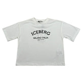 Iceberg T-Shirt Girocollo Tinta Unita con Stampa per Bambina TSICE5150JX BIANCO ICEBERG 