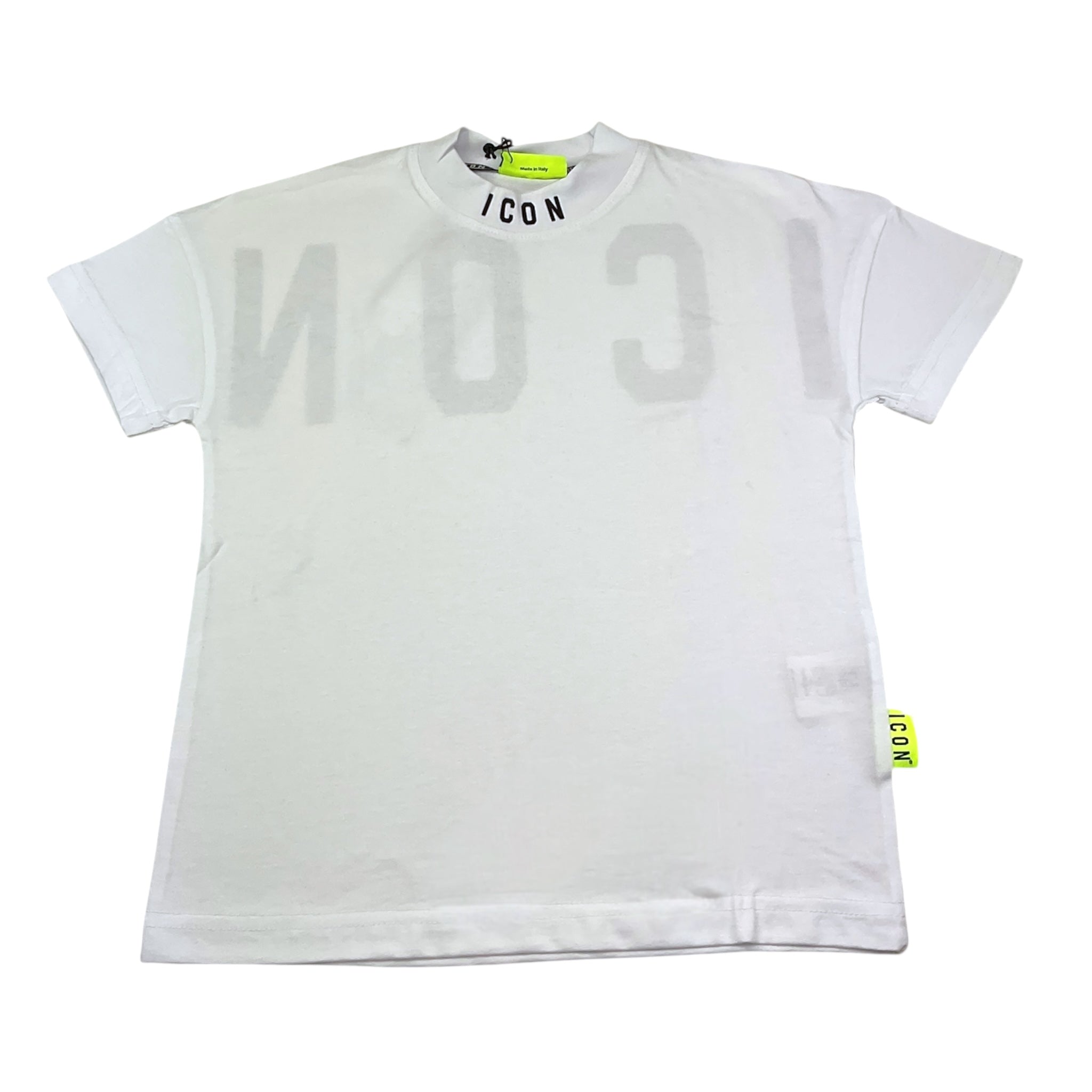 Icon T-Shirt Tinta Unita Mezzo Collo con Stampa per Bambino IBKS058402 BIANCO ICON 
