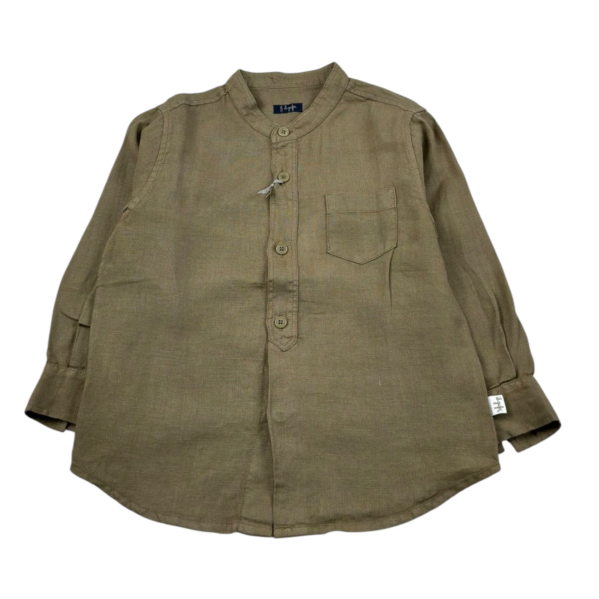 Il Gufo Camicia Manica Lunga Tinta Unita Collo Coreano per Neonato P21CL016L6006N VERDE IL GUFO 