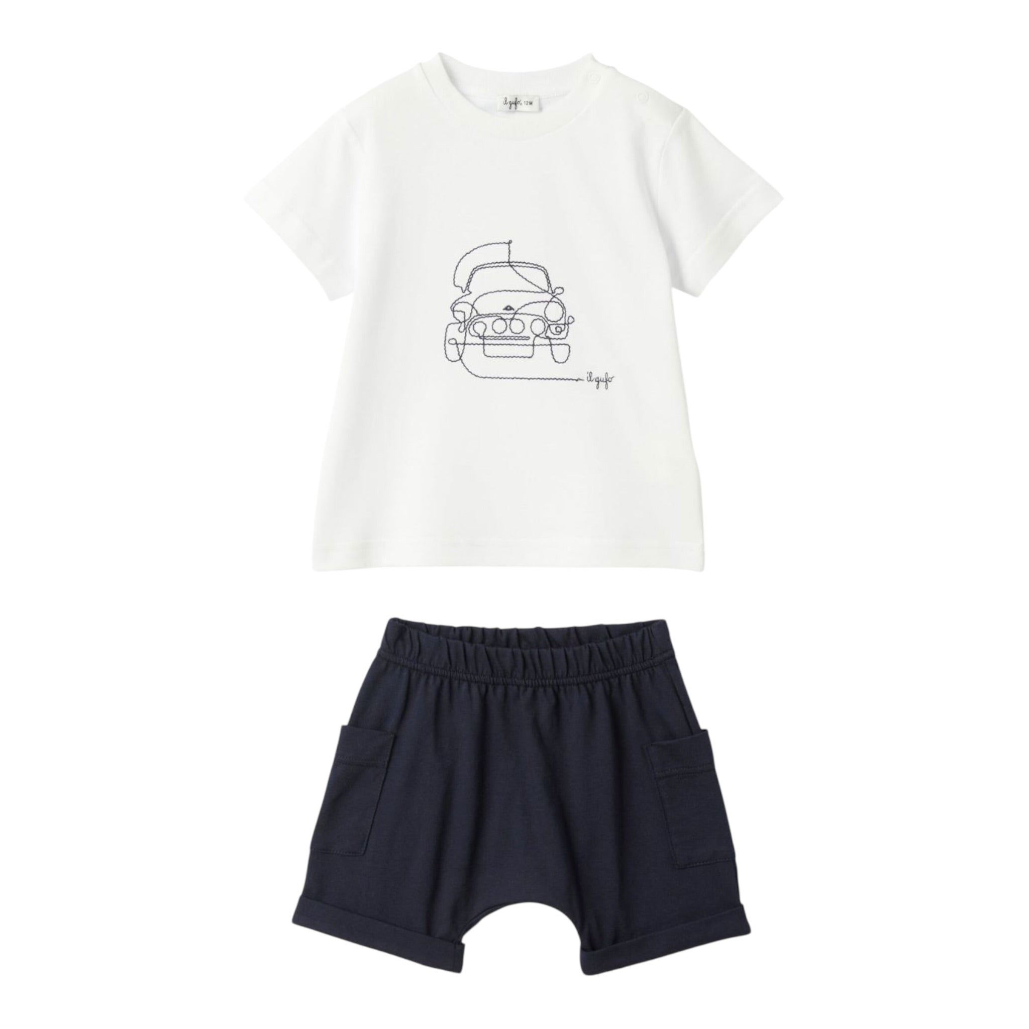 Il Gufo Completo 2 Pezzi T-Shirt-Bermuda Bicolore per Neonato P25DP538MF001 BIANCO/BLU IL GUFO 