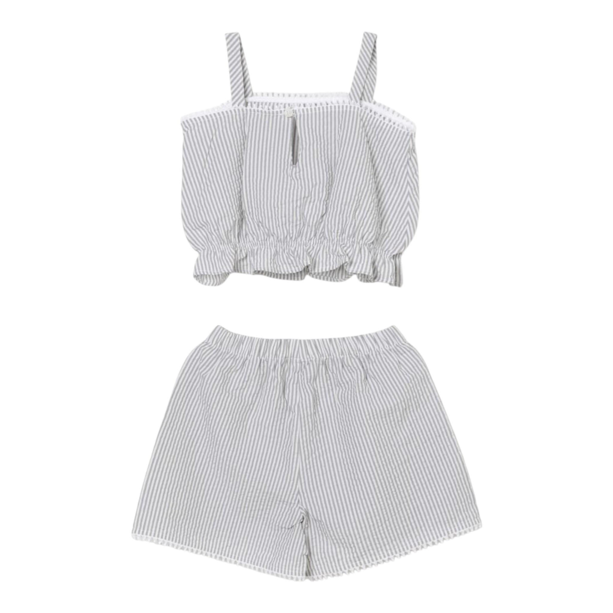 Il Gufo Completo 2 Pezzi Top-Short Fantasia A Righe per Bambina P25DP546C10800 BIANCO/GRIGIO IL GUFO 
