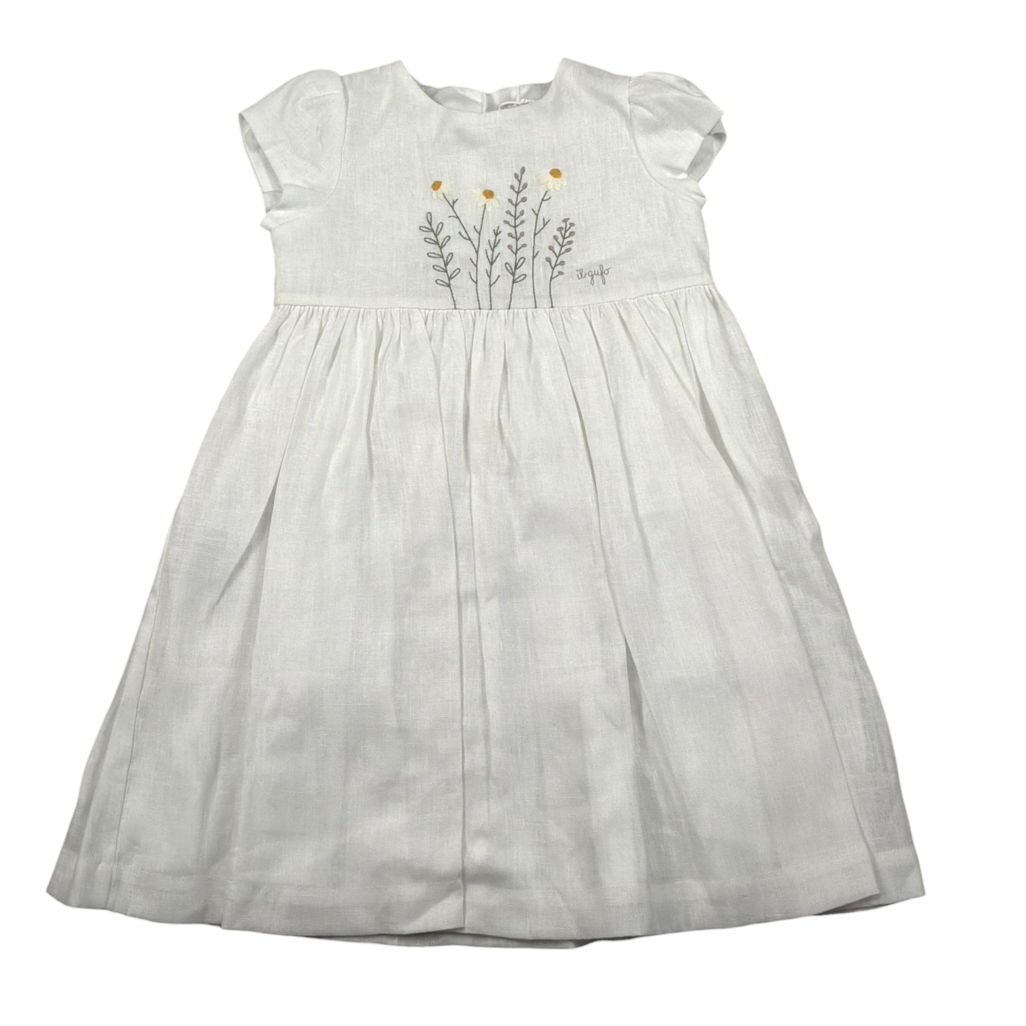 Il Gufo Abito Mezza Manica Tinta Unita con Ricami per Bambina P25VW788L0002J BIANCO IL GUFO 