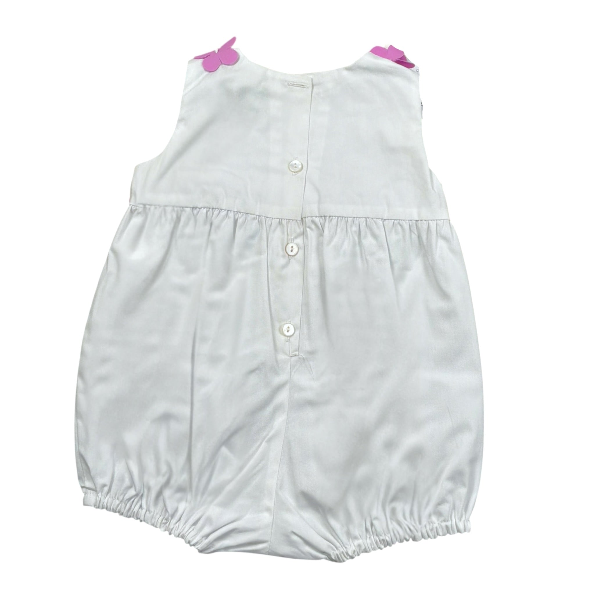 Ilfarobimbi Pagliaccetto tinta unita con Fiori Bianco per Neonata IFN50962 BIANCO ILFAROBIMBI 