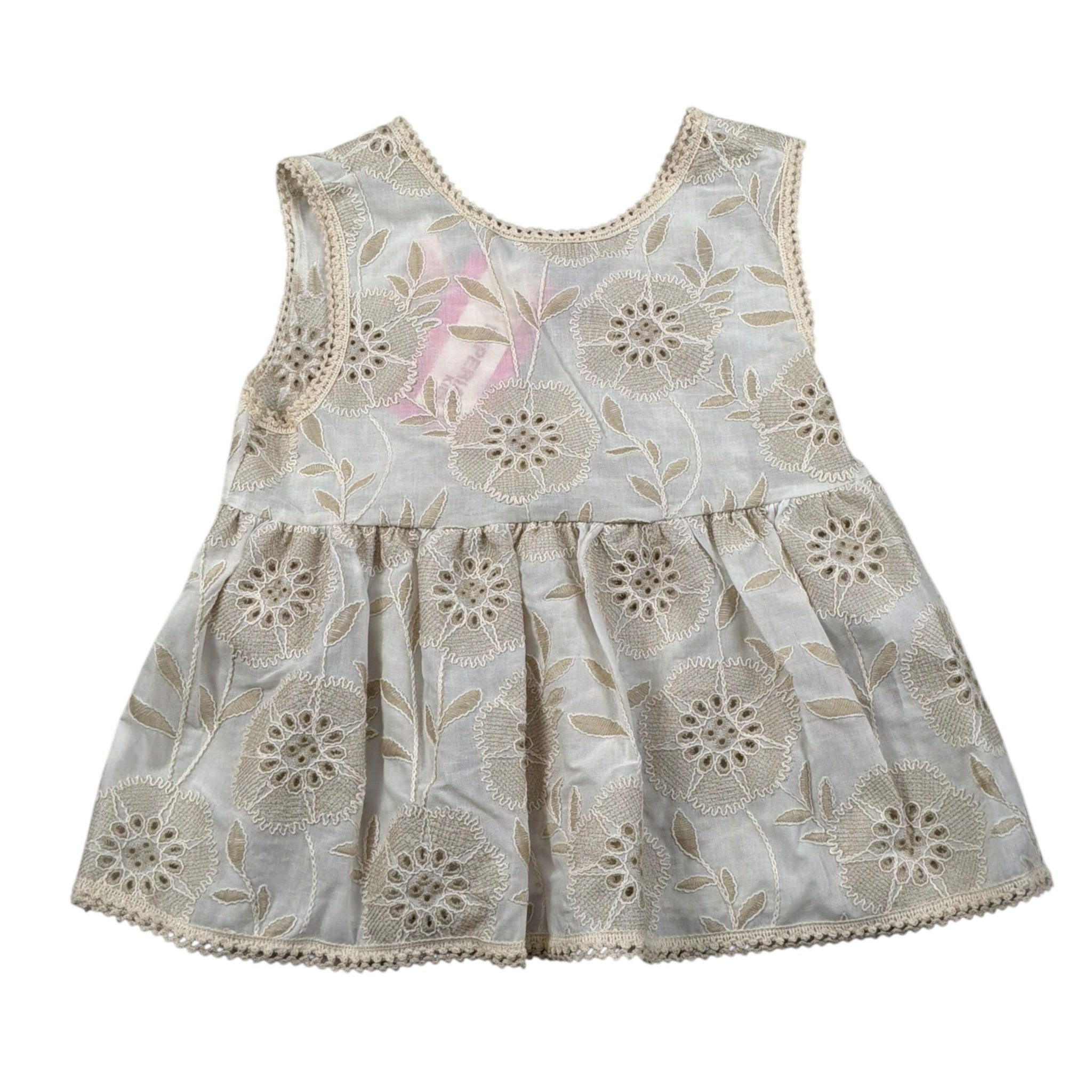 Imperial Camicia Giromanica Tinta Unita con Ricami per Bambina CC69390G75 PANNA IMPERIAL 