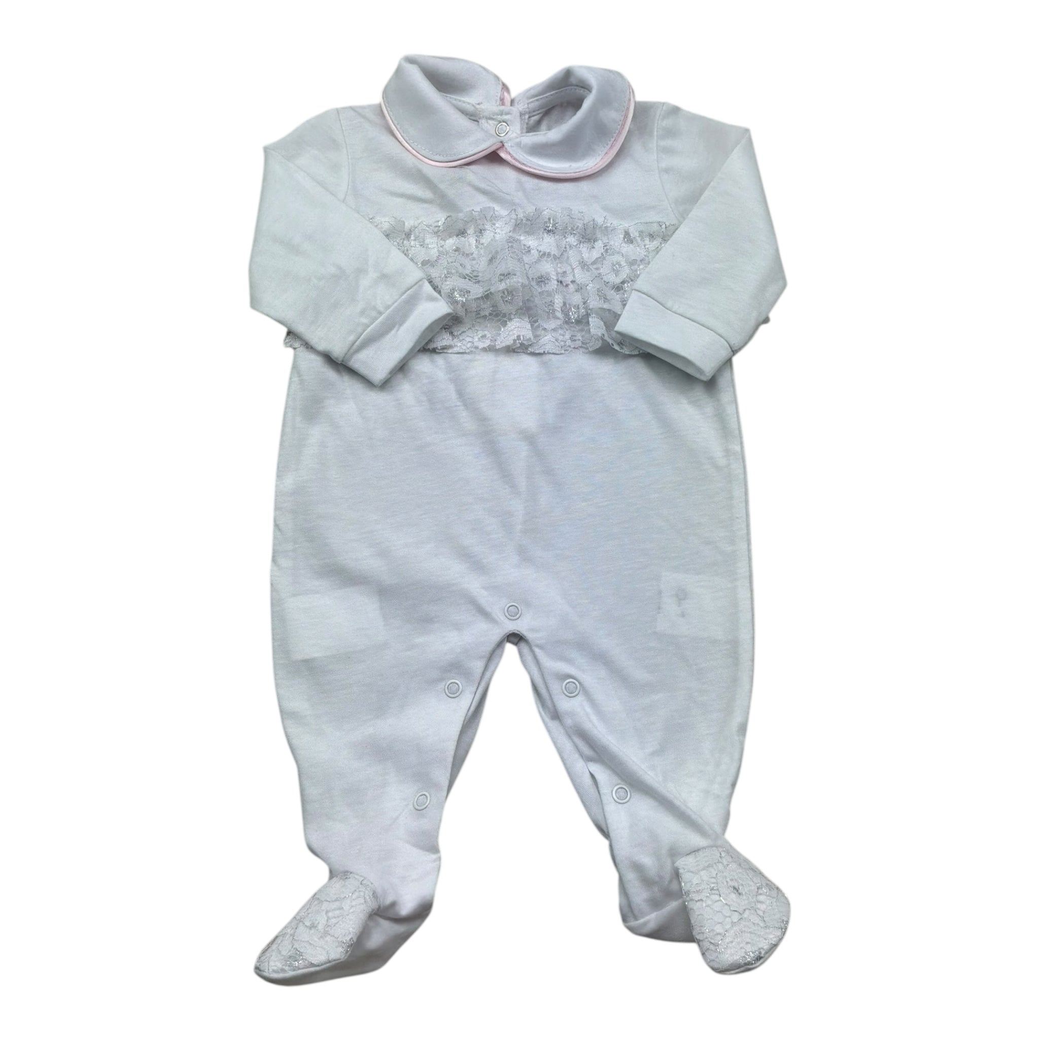 Isabel & Martinez Tutina Manica Lunga Tinta Unita con Ricami per Neonata IM25N435 BIANCO ISABEL & MARTINEZ 