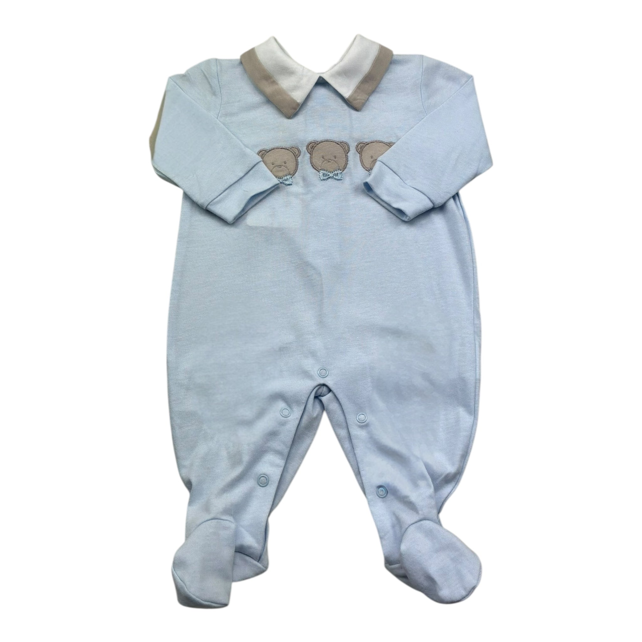 Isabel & Martinez Tutina Manica Lunga Tinta Unita con Ricami per Neonato IM25N506 AZZURRO ISABEL & MARTINEZ 
