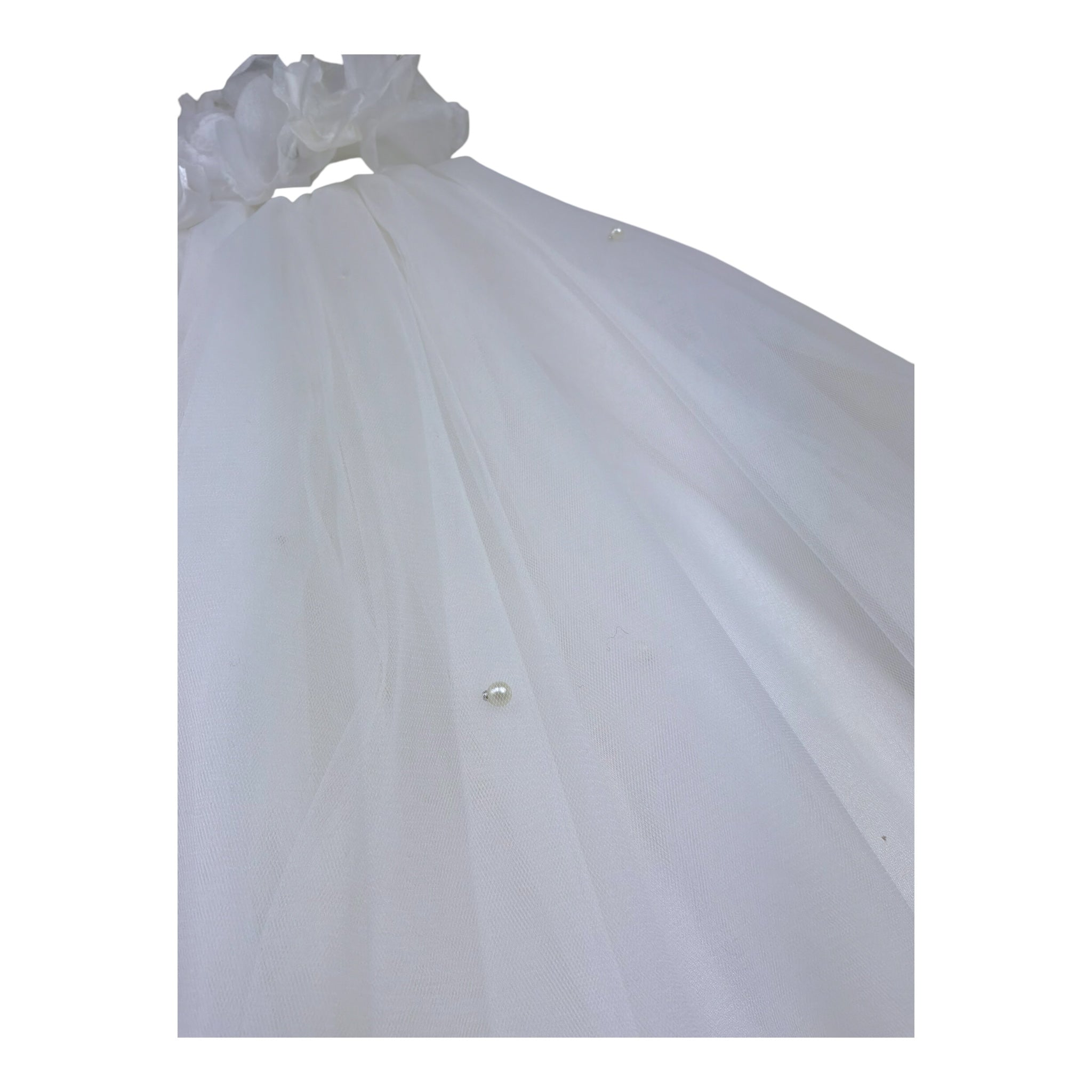Isabel Couture Abito Tinta Unita con Tulle per Bambina IS43063 BIANCO ISABEL COUTURE 