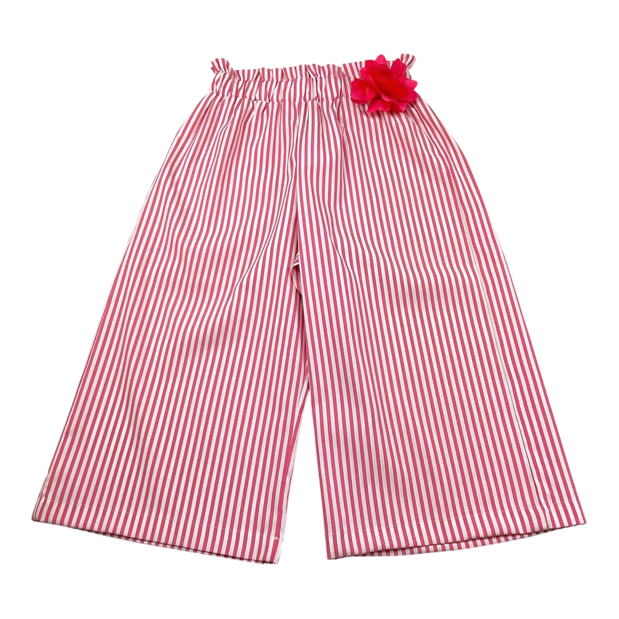 Janice Pantalone Tinta Unita Modello A Palazzo con Fantasia A Righe per Bambina JN461B BIANCO JANICE 