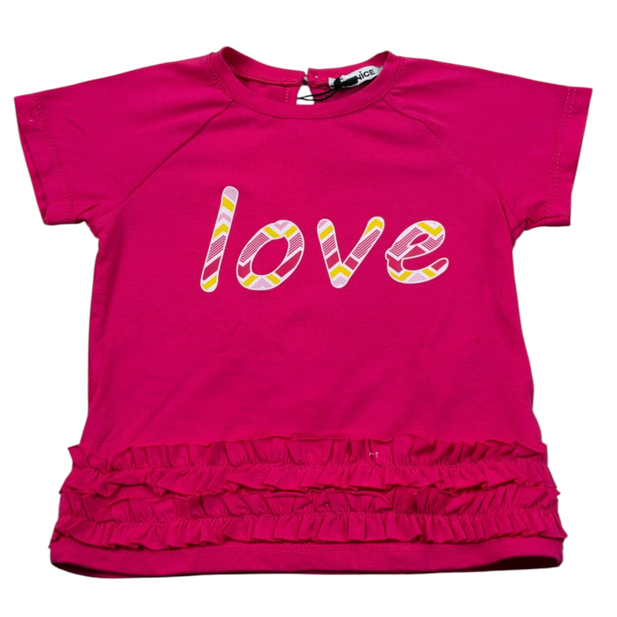 Janice T-Shirt Girocollo tinta unita con Stampa Fuxia per Neonata JN770N FUXIA JANICE 