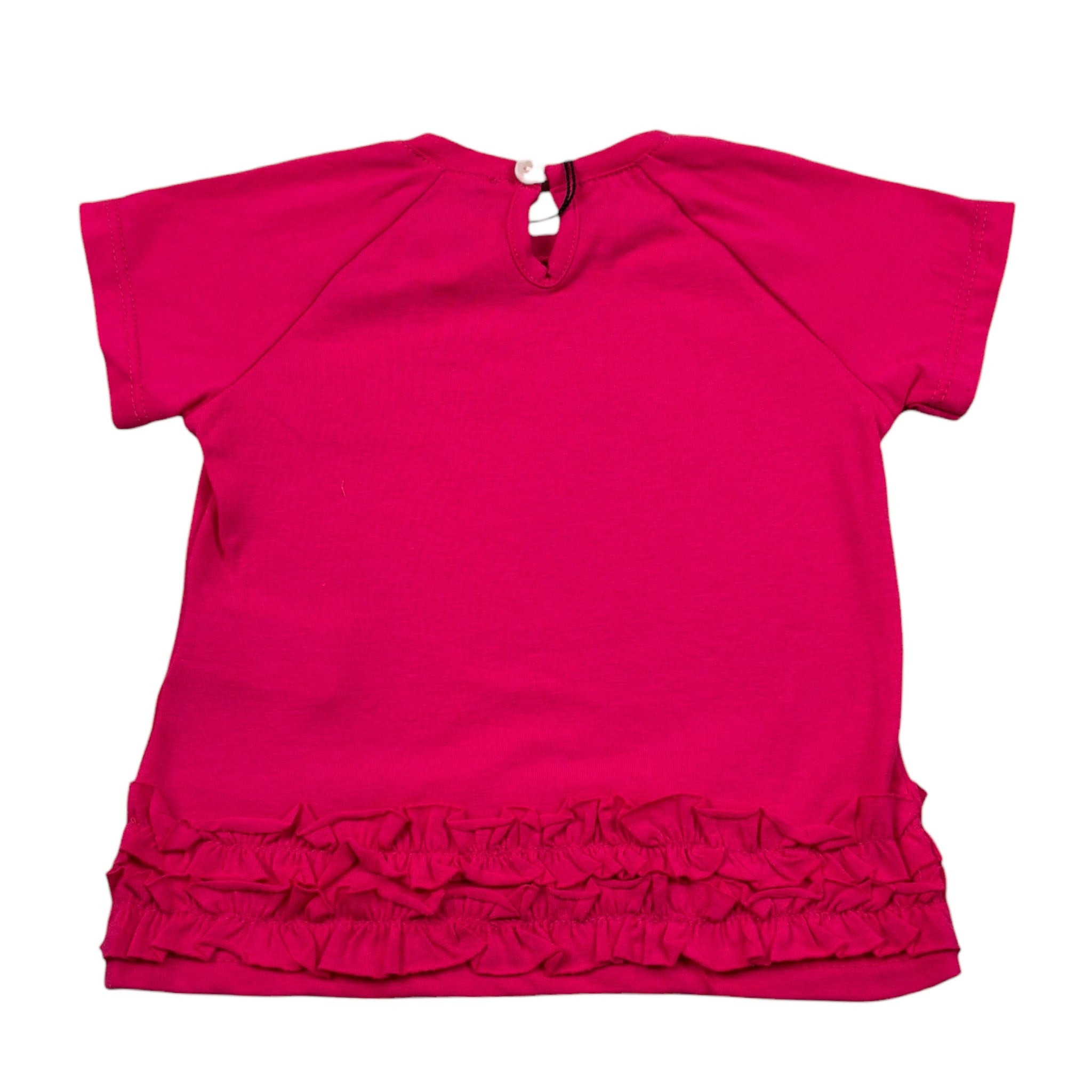 Janice T-Shirt Girocollo tinta unita con Stampa Fuxia per Neonata JN770N FUXIA JANICE 