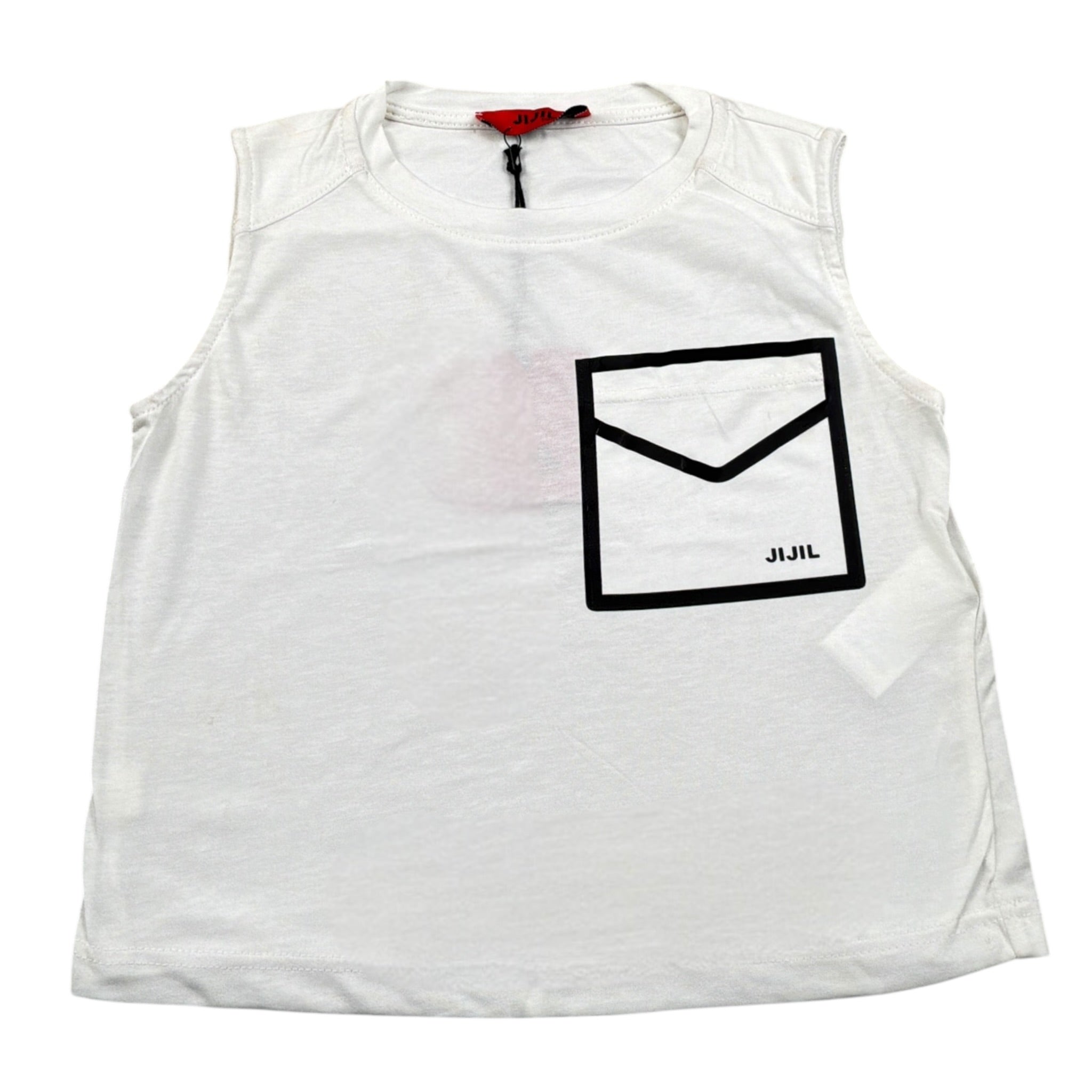 Jijil Canotta tinta unita con Stampa Bianco per Bambina JJE23TS088 BIANCO JIJIL 