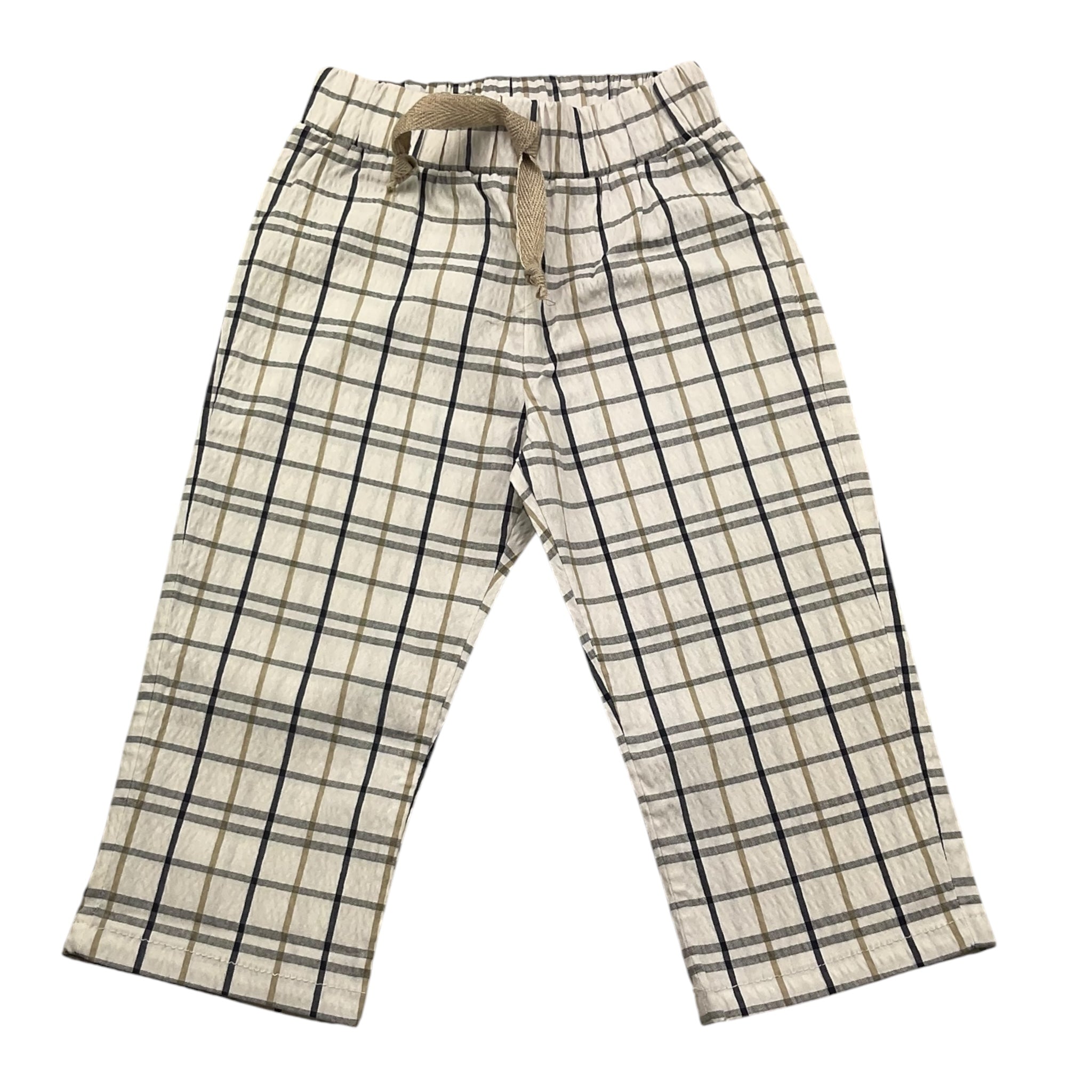 J.O. Milano Pantalone Tinta Unita Fantasia Quadri con Elastico In Vita per Neonato 274C2N BIANCO J.O. MILANO 
