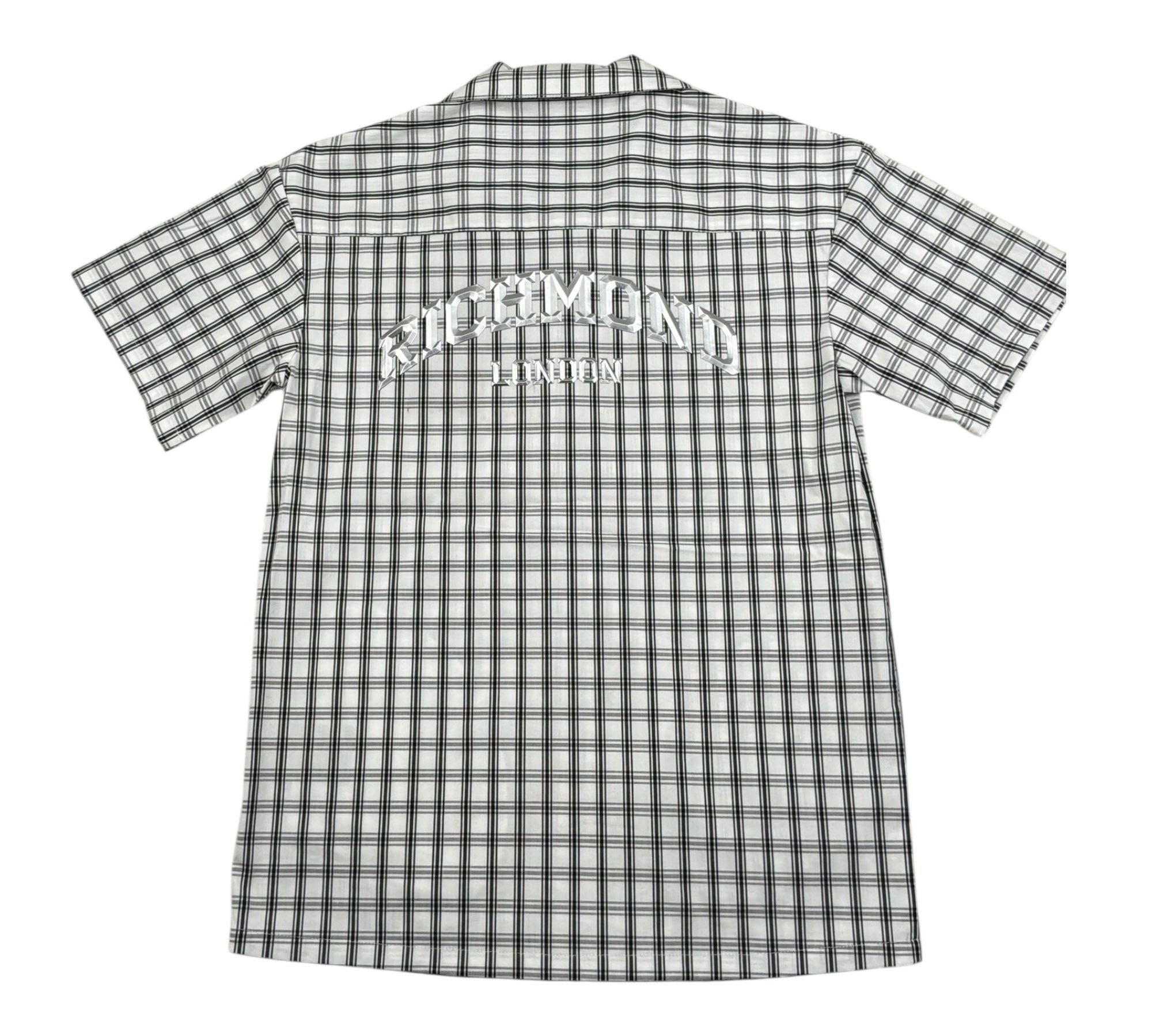 John Richmond Camcia Mezza Manica Fantasia Qaudri per Bambino GBP2613CAE BIANCO JOHN RICHMOND 