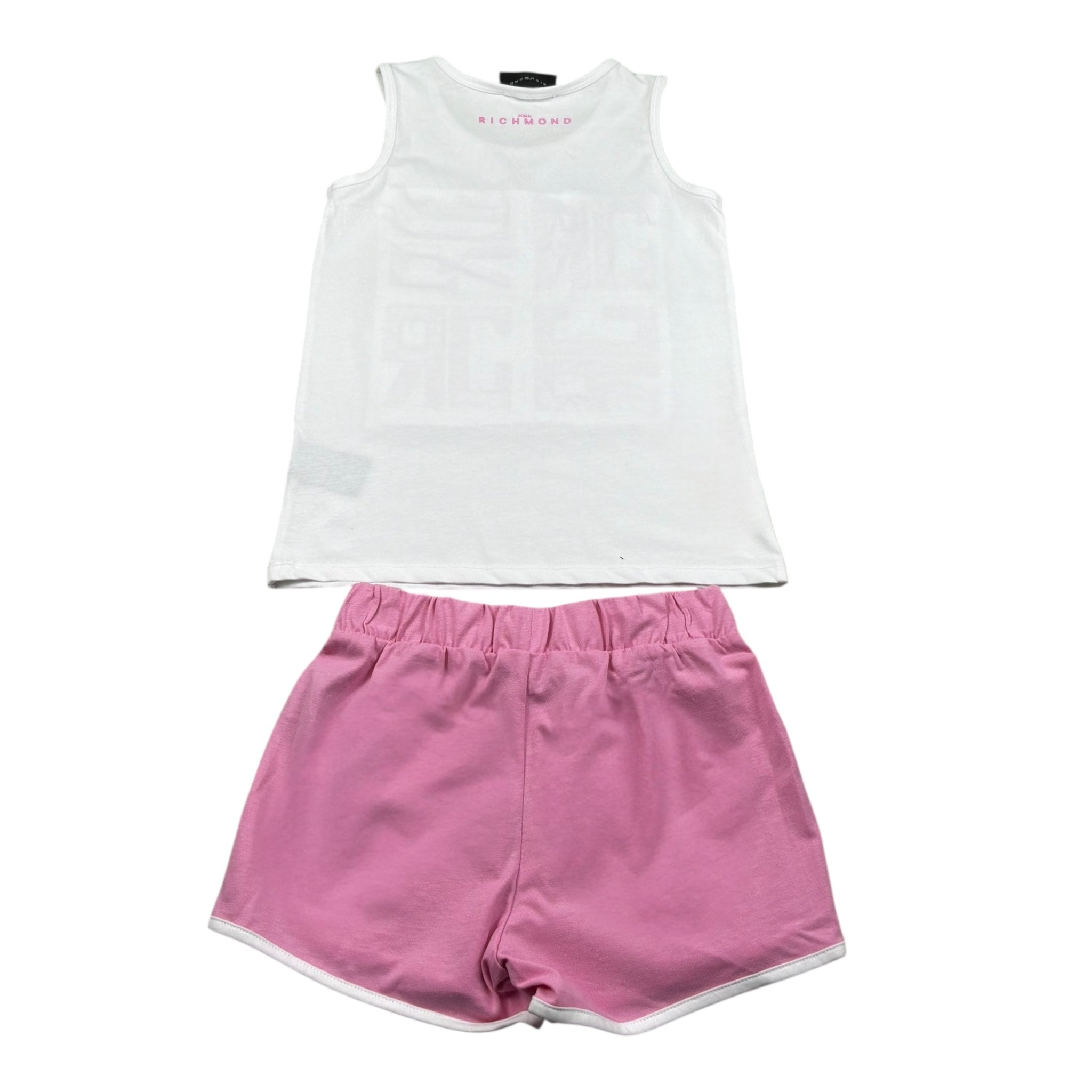 John Richmond Completo 2 Pezzi Canotte-Short Bicolore per Bambina RGP26016CE BIANCO/ROSA JOHN RICHMOND 
