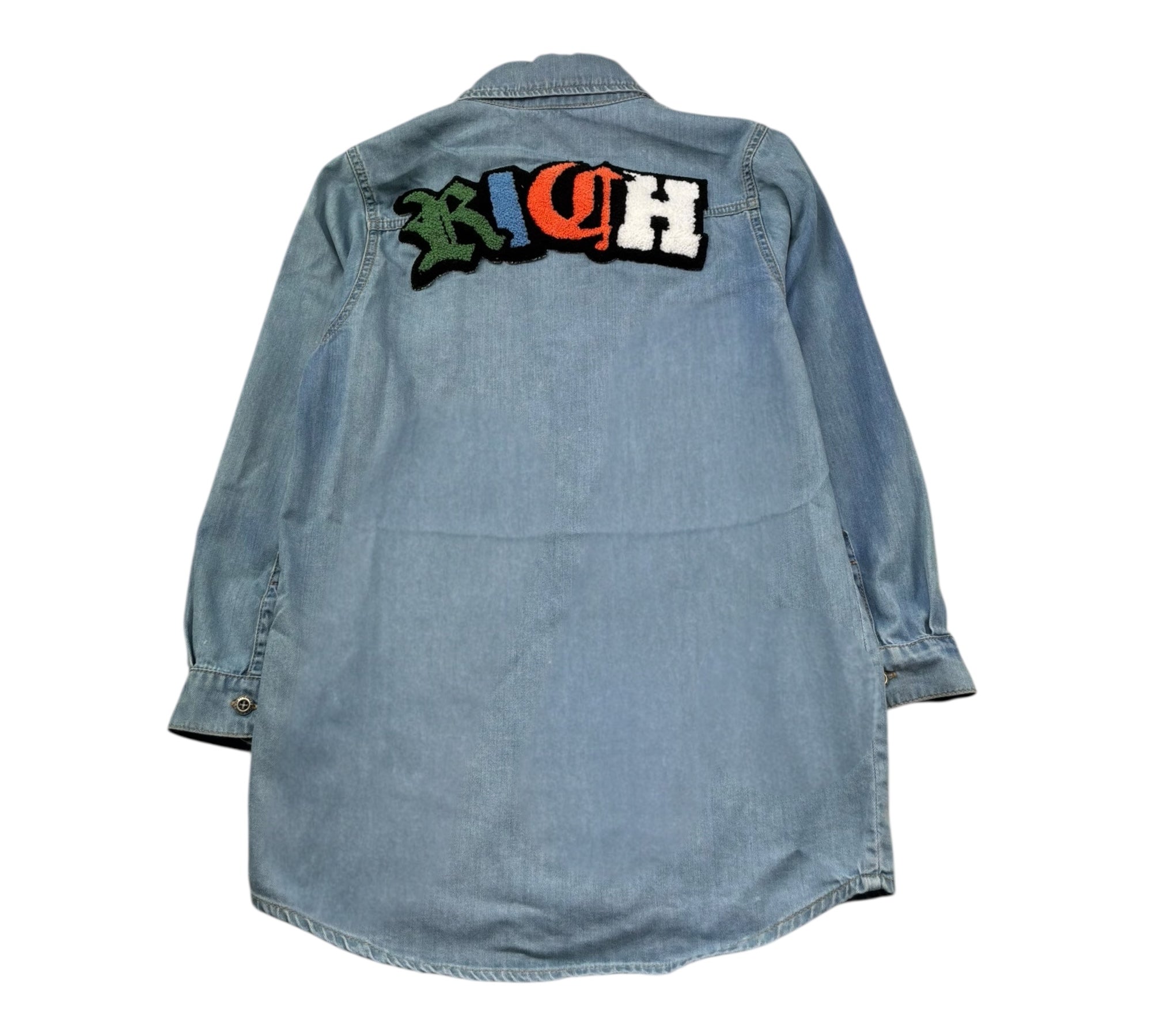 John Richmond Camicia Manica Lunga In Denim con Logo per Bambino RGP26057CA AZZURRO JOHN RICHMOND 