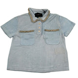 John Richmond Polo Maglia Tinta Unita con Applicazioni per Bambina RGP26189PO AZZURRO JOHN RICHMOND 