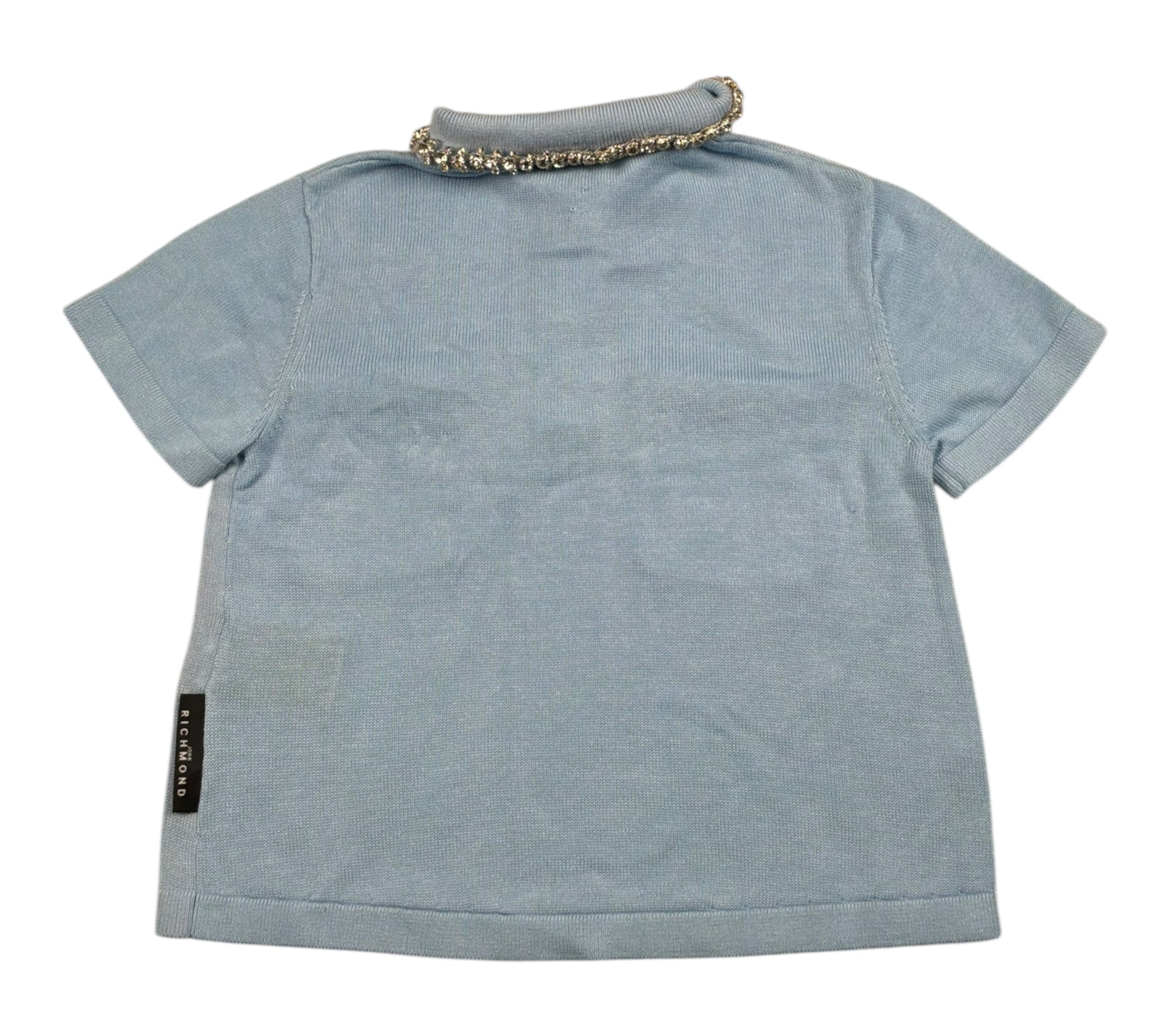 John Richmond Polo Maglia Tinta Unita con Applicazioni per Bambina RGP26189PO AZZURRO JOHN RICHMOND 