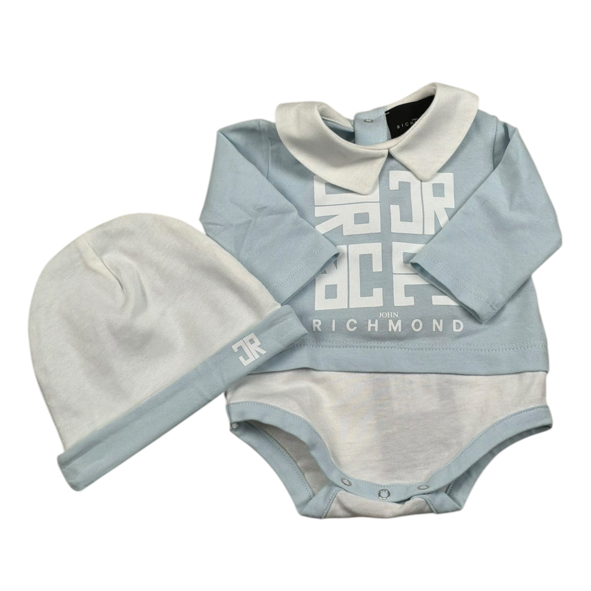 John Richmond Body Manica Lunga Tinta Unita con Cappello per Neonato RLP26002TU AZZURRO JOHN RICHMOND 