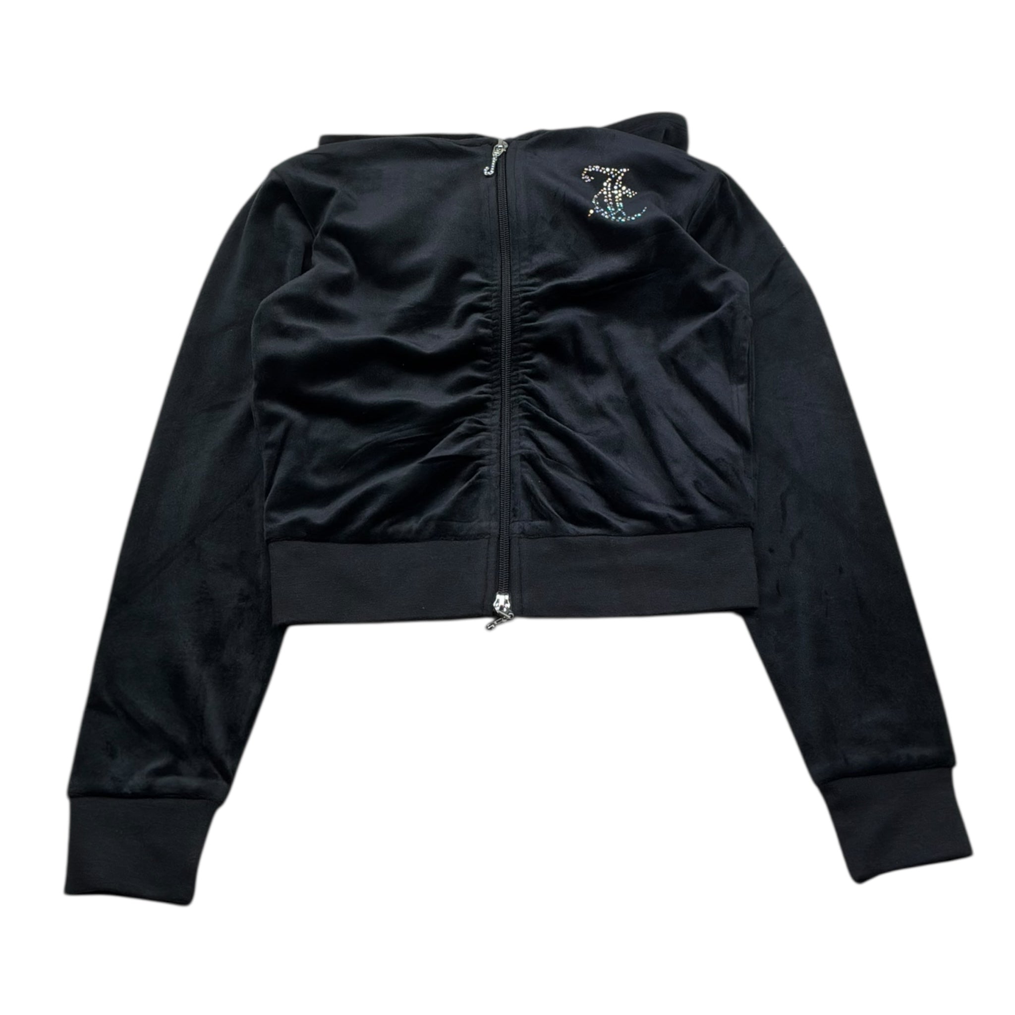 Juicy Couture Felpa Tinta Unita con Zip E Cappuccio per Bambina JBX6514 NERO JUICY COUTURE 