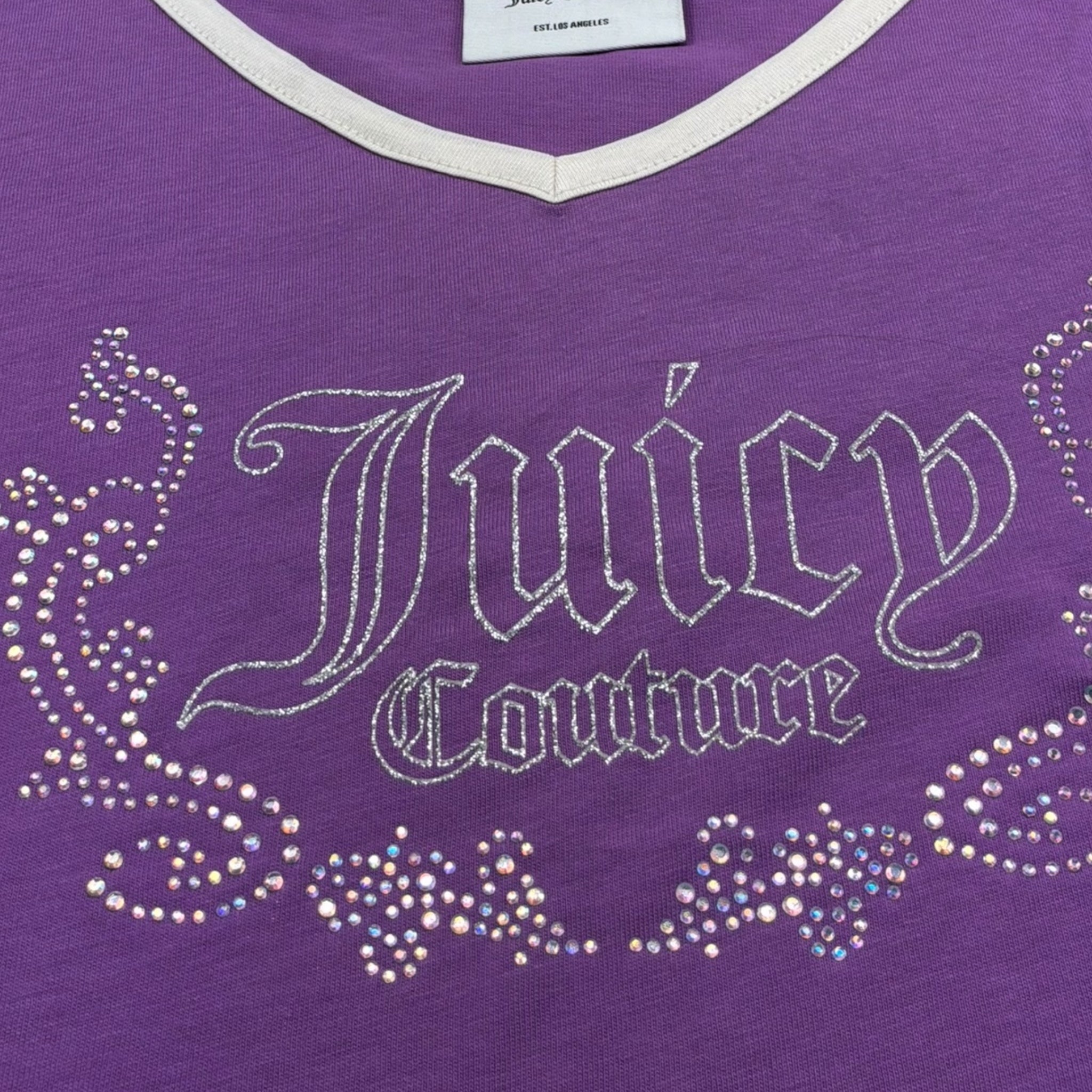 Juicy Couture T-Shirt Girocollo Tinta Unita con Stampa per Bambina JBX6551 VIOLA JUICY COUTURE 