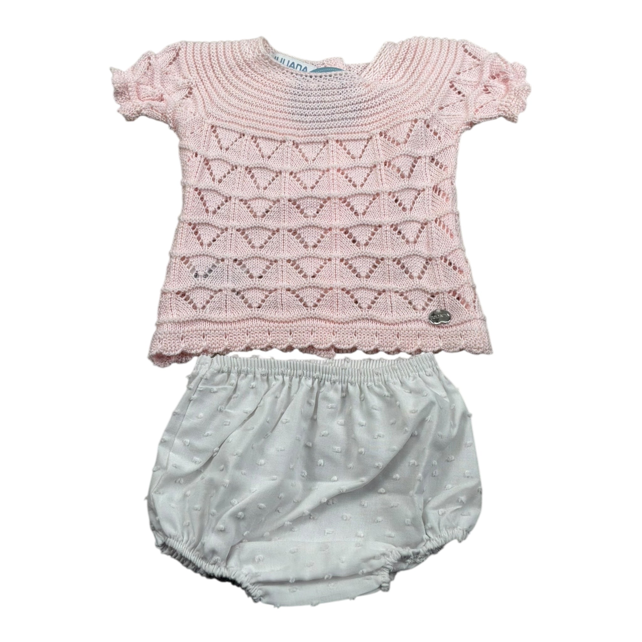 Juliana Completo 2 Pezzi T-Shirt In Maglia-Culotte per Neonata 25065 ROSA JULIANA 