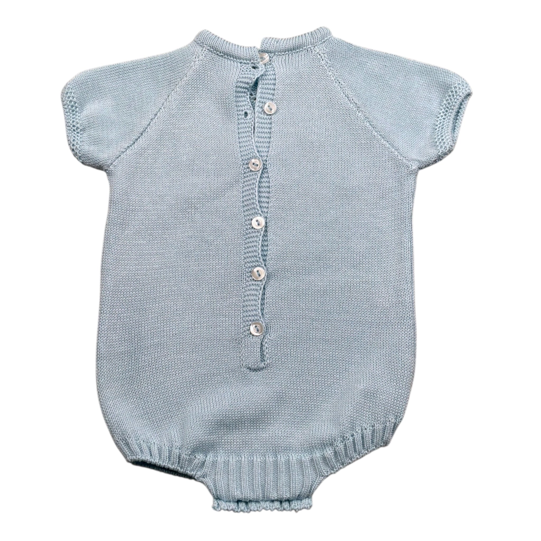 Juliana Pagliaccetto Mezza Manica Tinta Unita con Ricami per Neonato 25162 AZZURRO JULIANA 