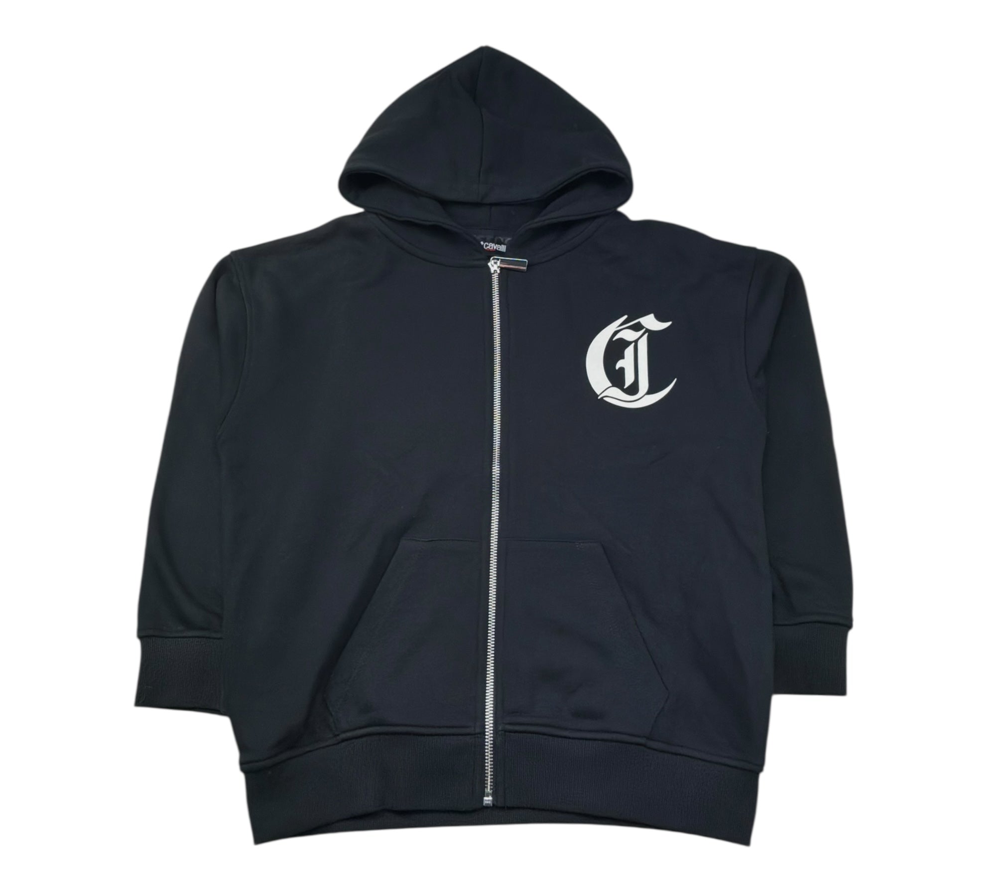 Just Cavalli Felpa con Zip E Cappuccio Tinta Unita con Logo per Bambino JBP26008FE NERO JUST CAVALLI 