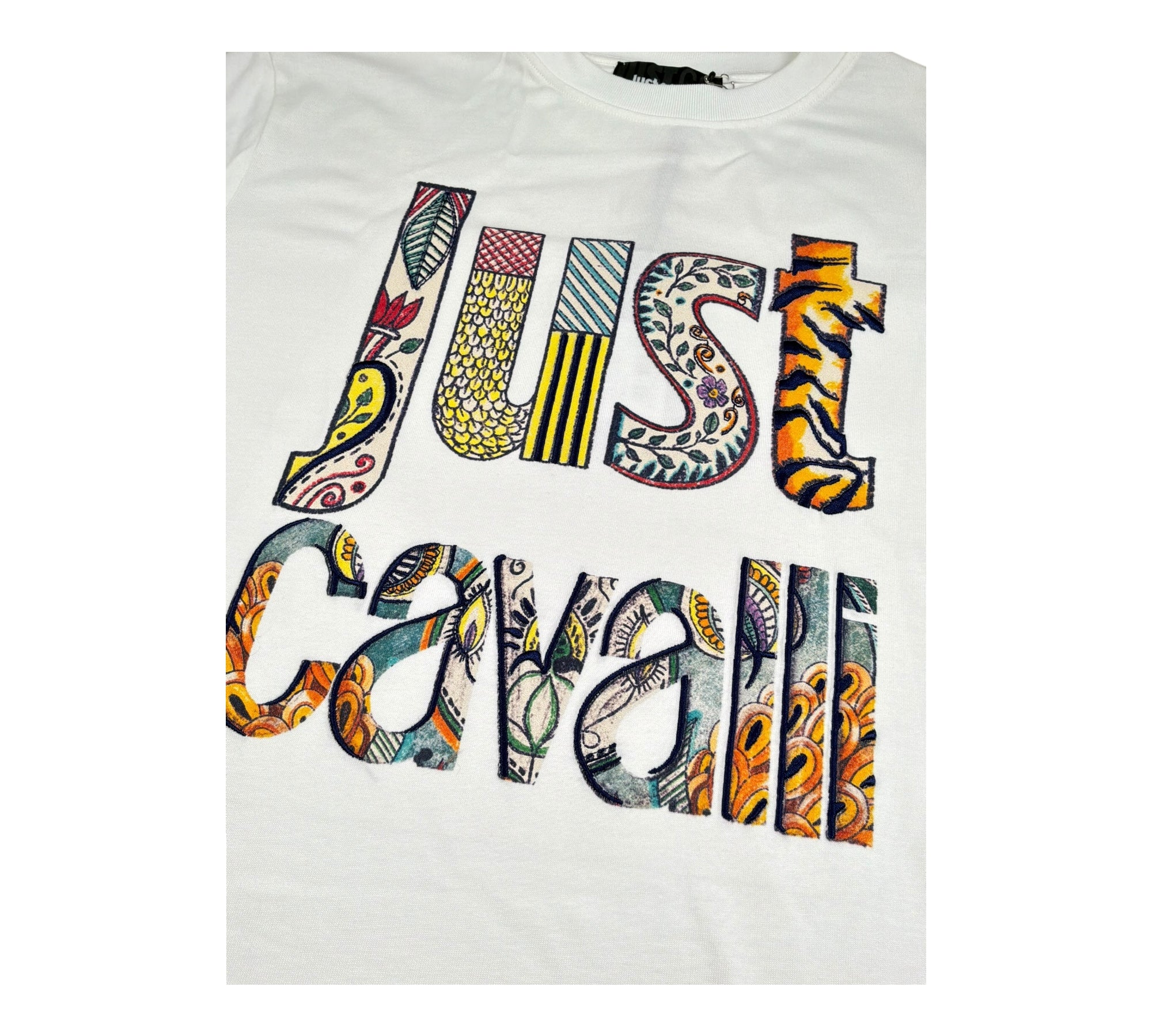 Just Cavalli T-Shirt Girocollo Tinta Unita con Stampa per Bambino JBP26071TS BIANCO JUST CAVALLI 