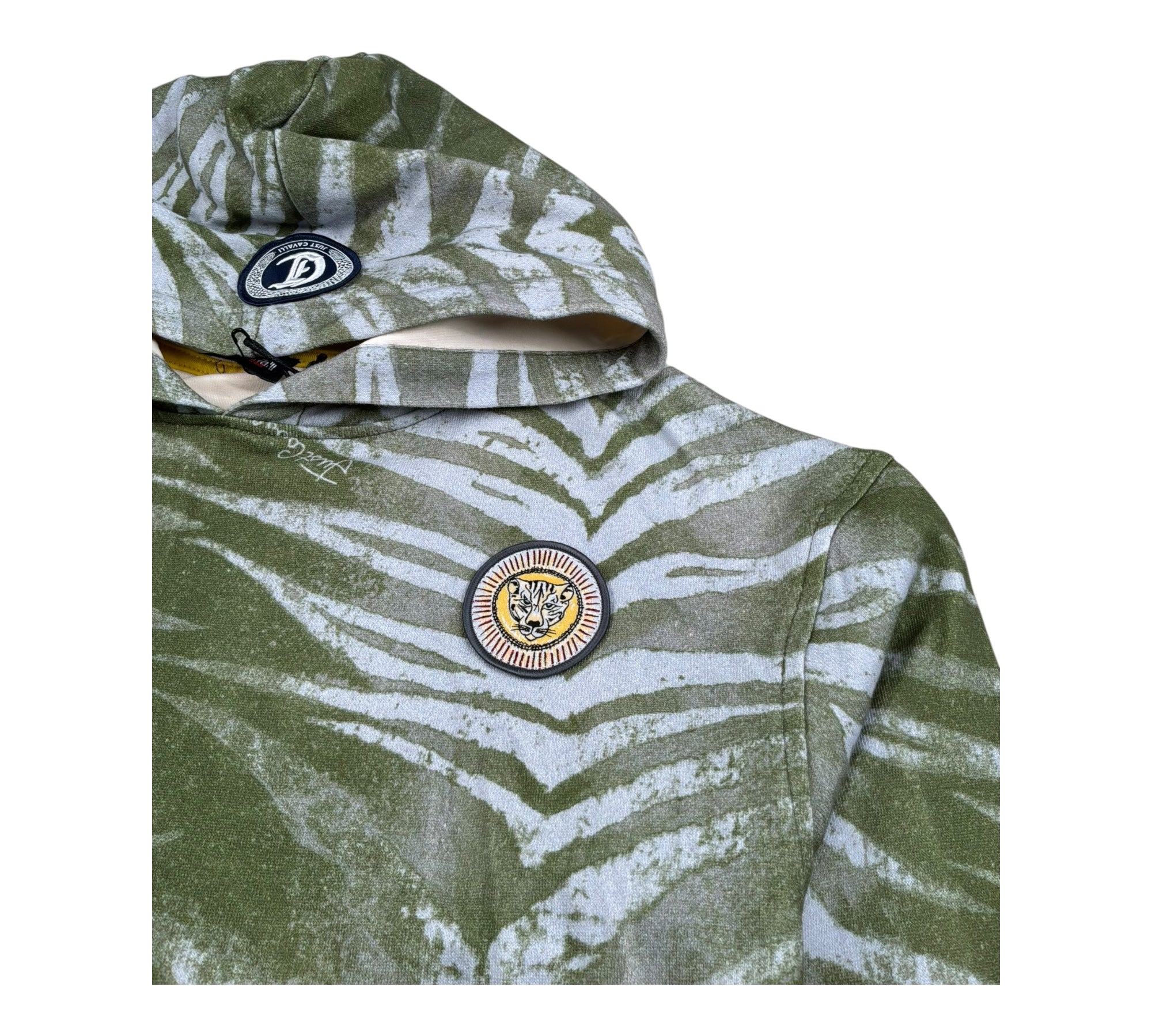 Just Cavalli Felpa Chiusa con Cappuccio Stampa Fantasia per Bambino JBP26104FE VERDE JUST CAVALLI 