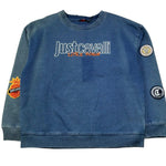 Just Cavalli Felpa In Denim Tinta Unita Girocollo per Bambino JBP2617FE BLU JUST CAVALLI 