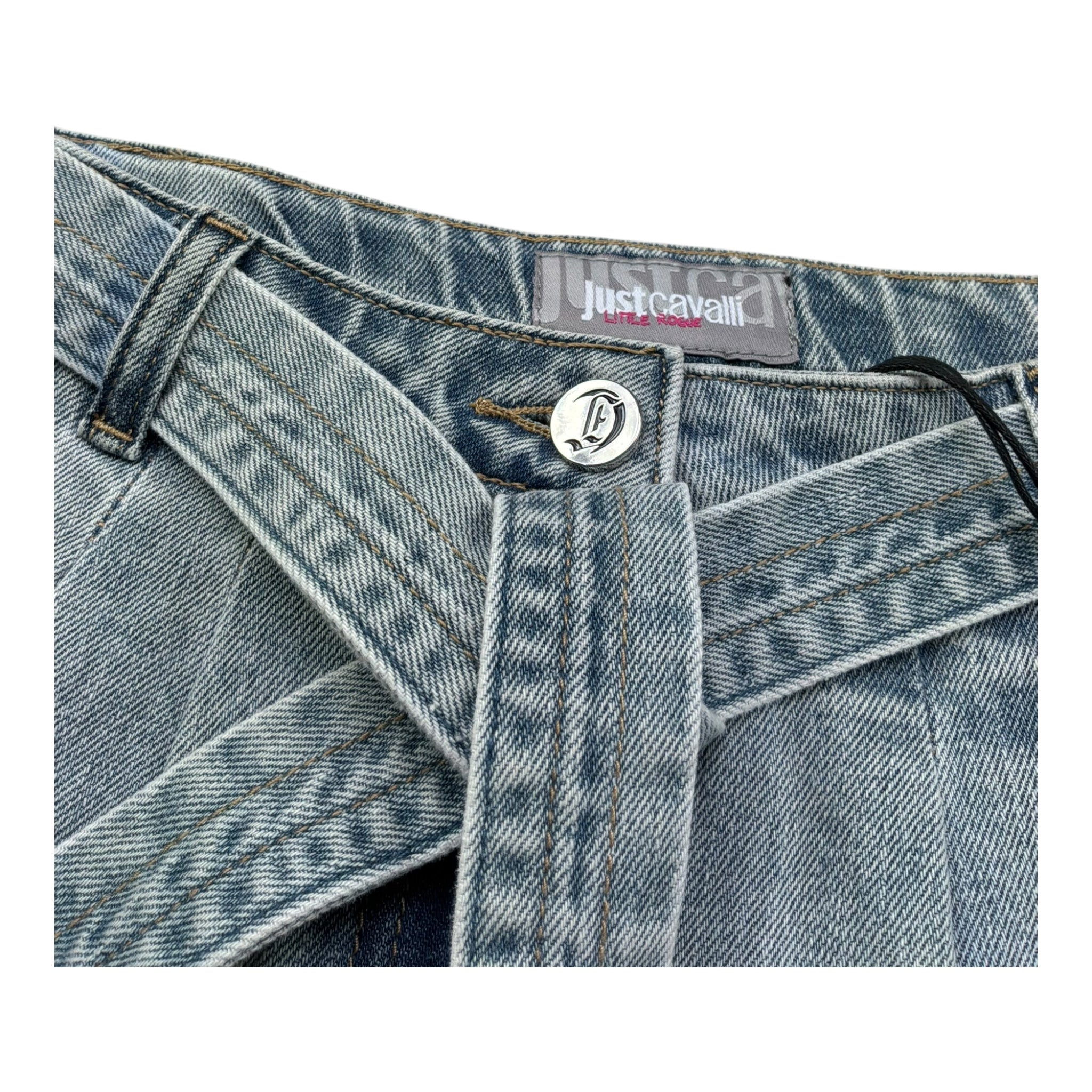Just Cavalli Gonna In Denim Tinta Unita con Cintura per Bambina JGP26118GO AZZURRO JUST CAVALLI 