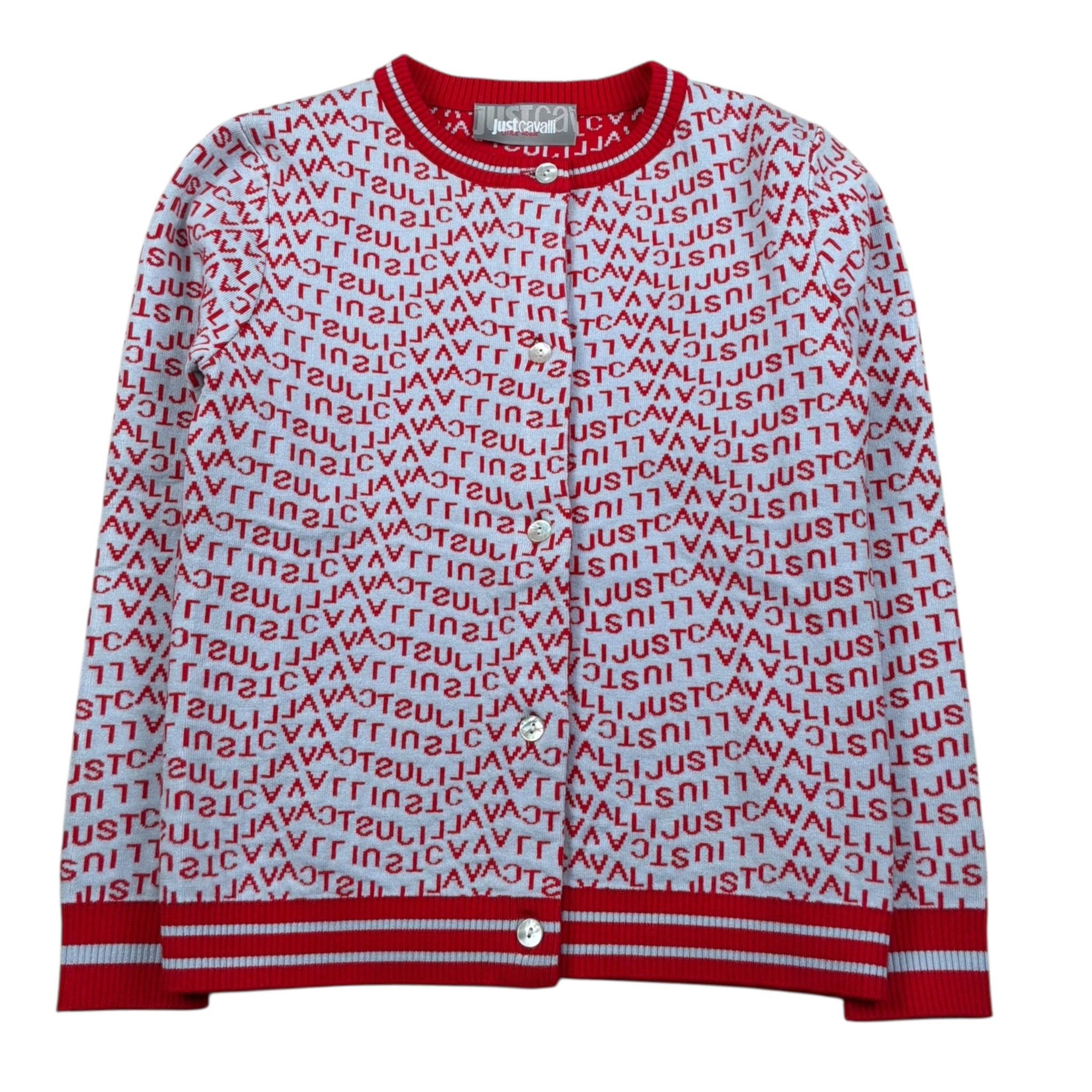 Just Cavalli Cardigan Tinta Unita con Stampe Logo per Bambina JGP26152CD BIANCO JUST CAVALLI 