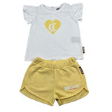 completo 2 pezzi t-shirt-short bicolore JIP26077CJJ BIANCO/GIALLO JUST CAVALLI 