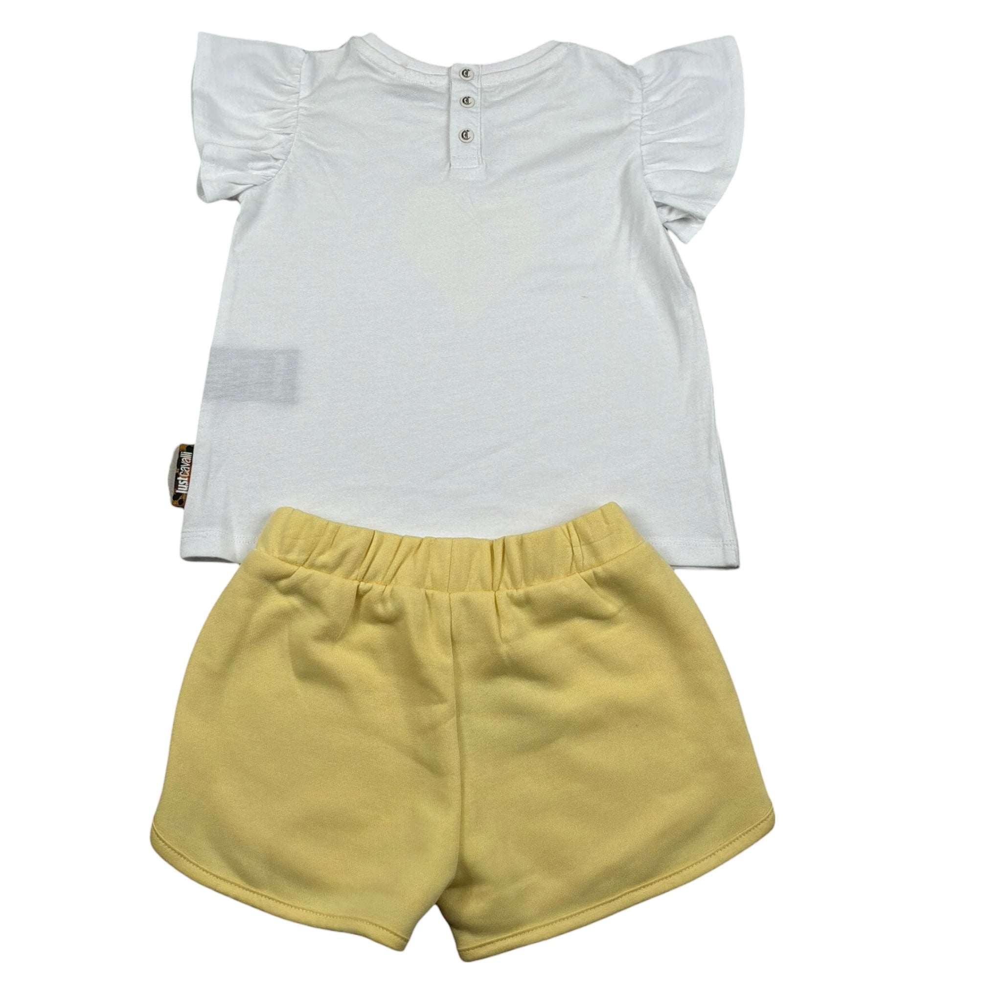 completo 2 pezzi t-shirt-short bicolore JIP26077CJJ BIANCO/GIALLO JUST CAVALLI 