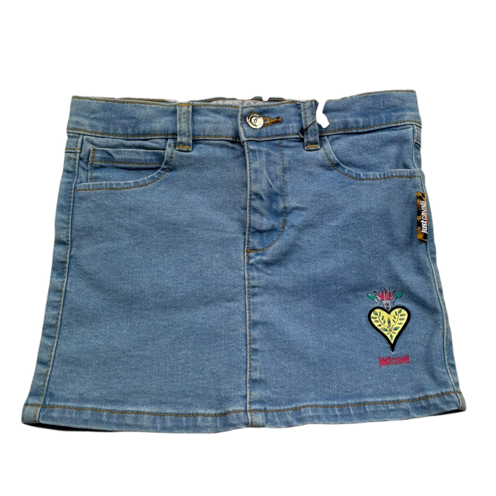 Just Cavalli Gonna In Denim Tinta Unita con Stampa per Neonata JIP26106GO BLU JUST CAVALLI 
