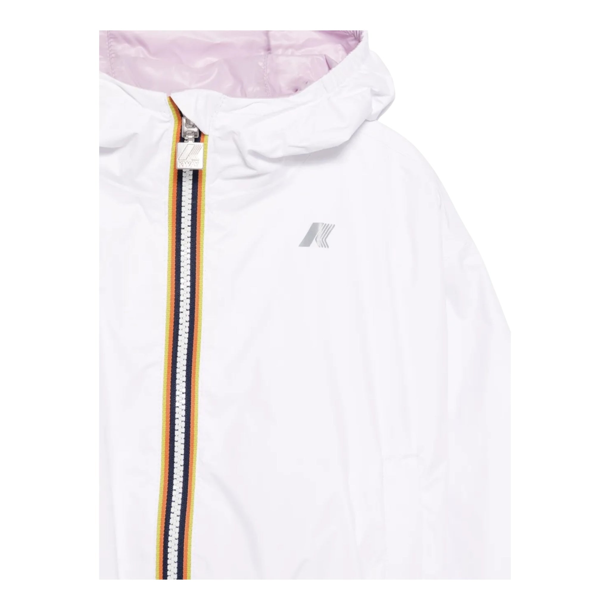 K-Way Giubbino Reversibile Bicolore con Cappuccio per Bambina K41337WX BIANCO/ROSA K-WAY 