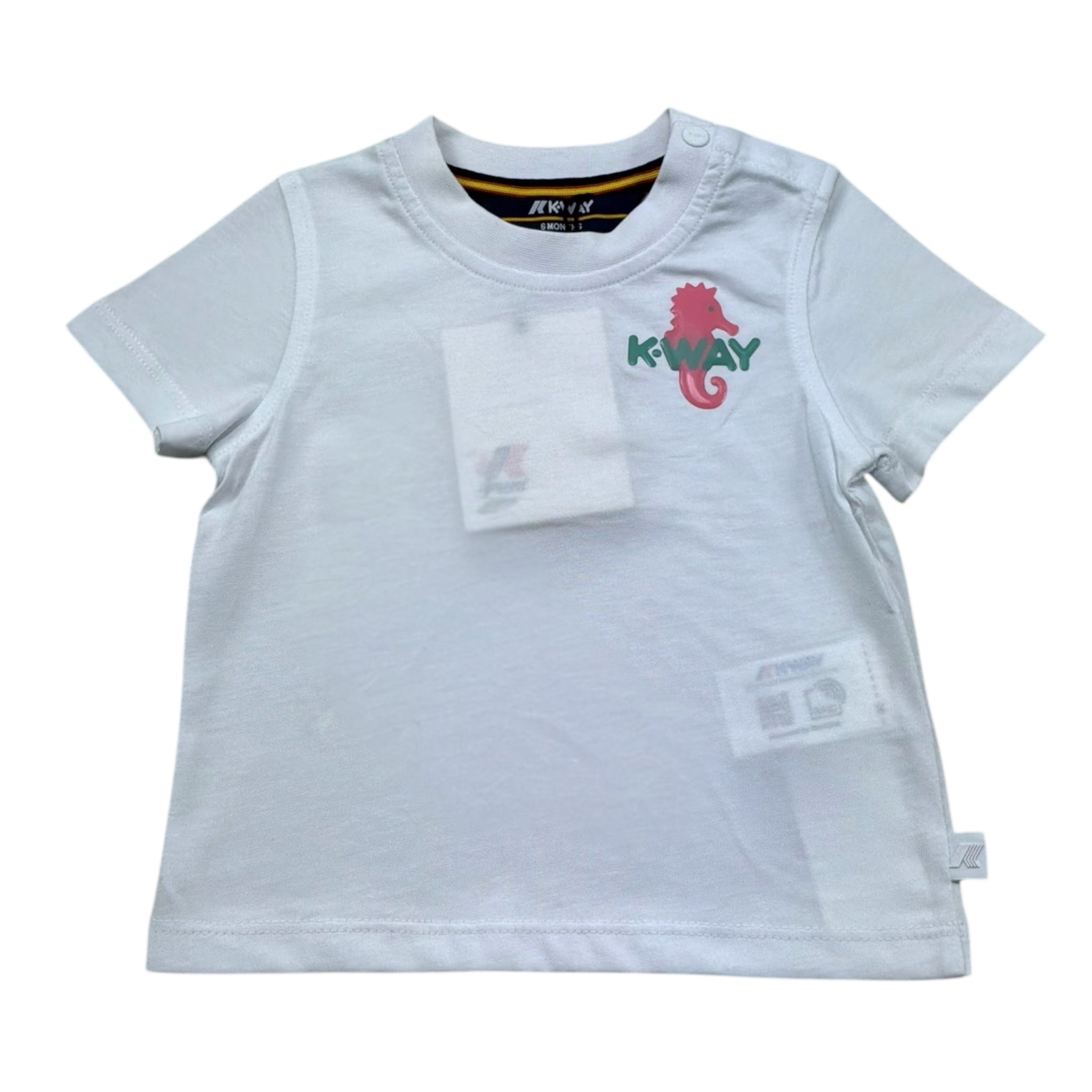 K-Way T-Shirt Girocollo Tinta Unita con Stampa per Neonato K5138DW BIANCO K-WAY 