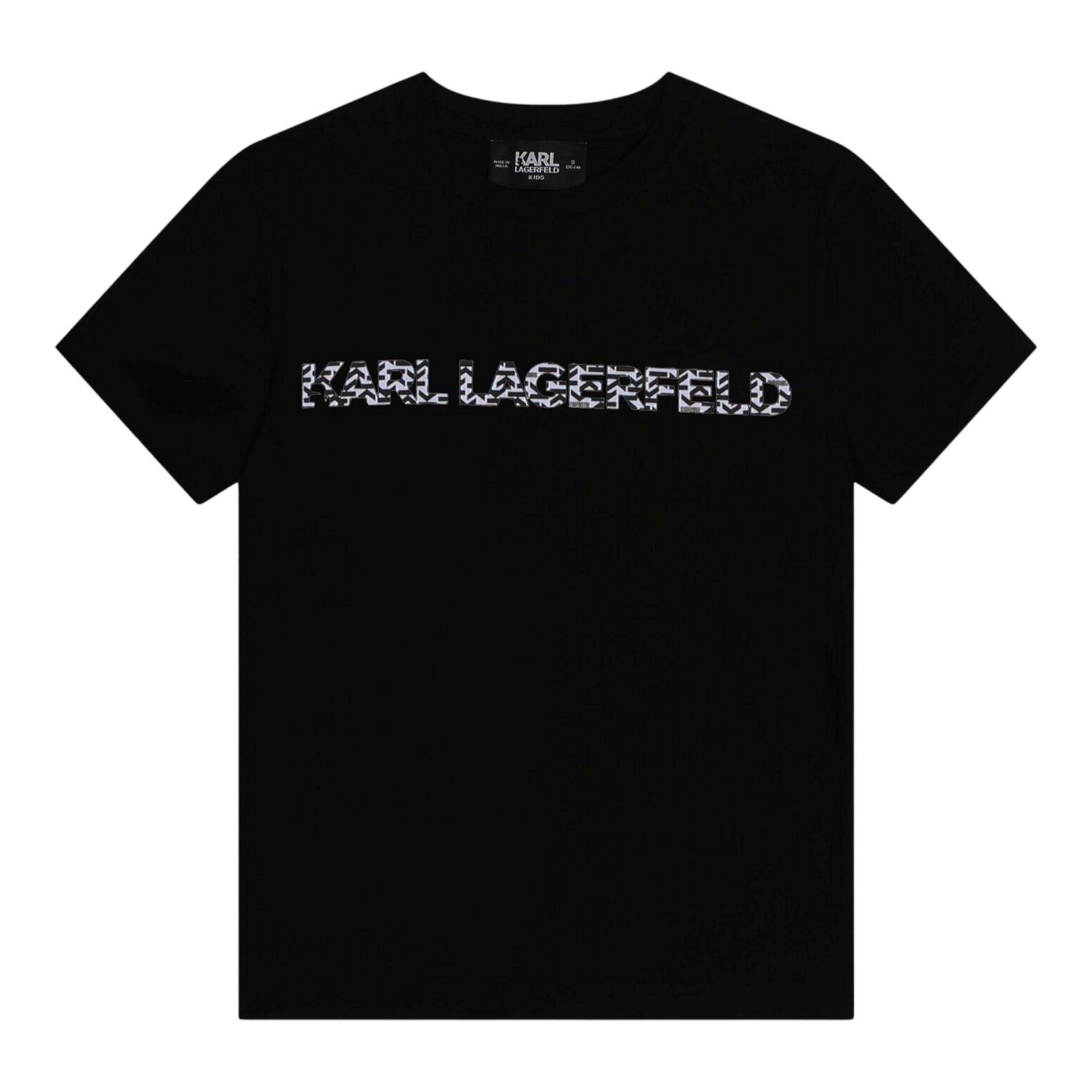 Karl Lagerfeld T-Shirt Girocollo tinta unita con Logo Nero per Bambino Z30055 NERO KARL LAGERFELD 