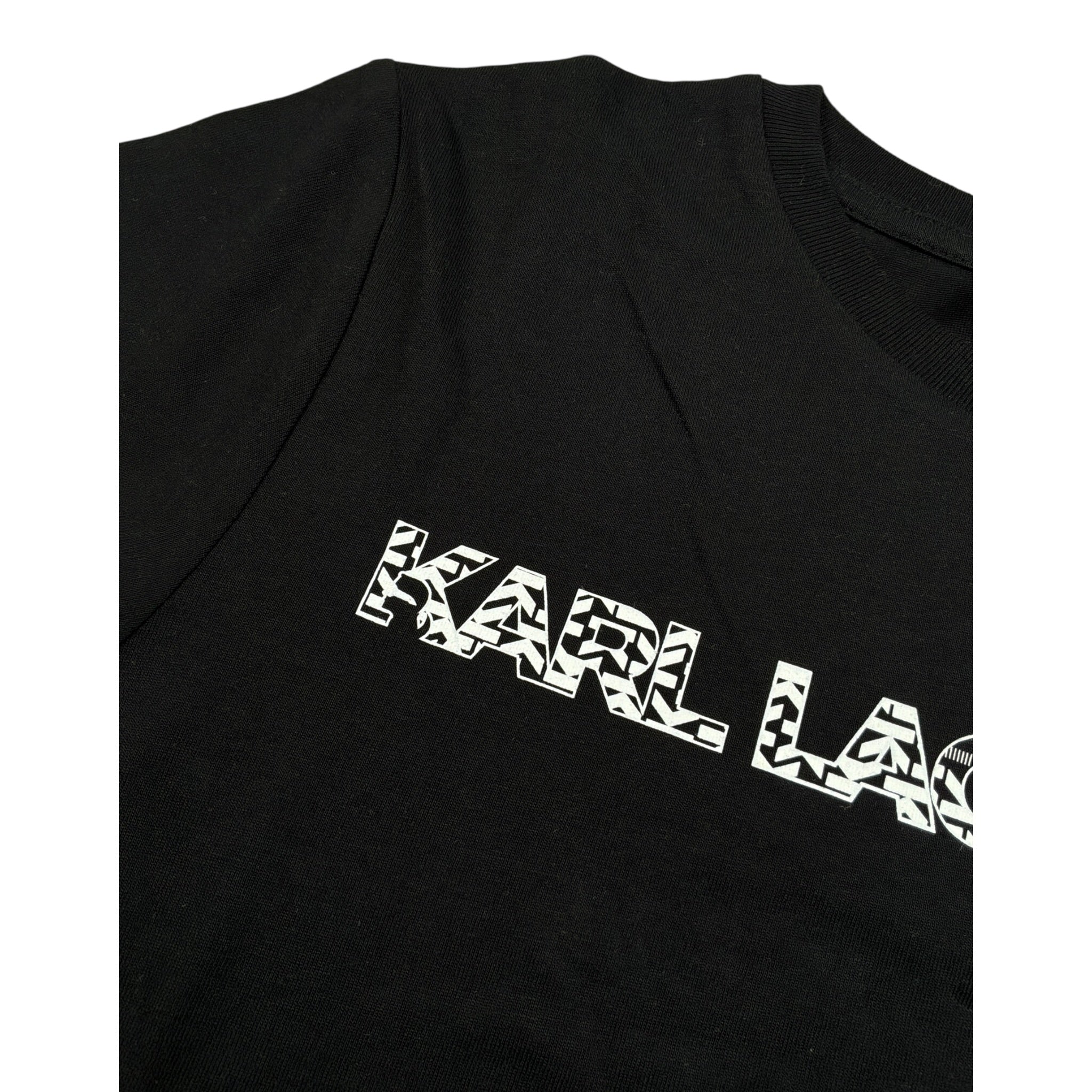 Karl Lagerfeld T-Shirt Girocollo tinta unita con Logo Nero per Bambino Z30055 NERO KARL LAGERFELD 