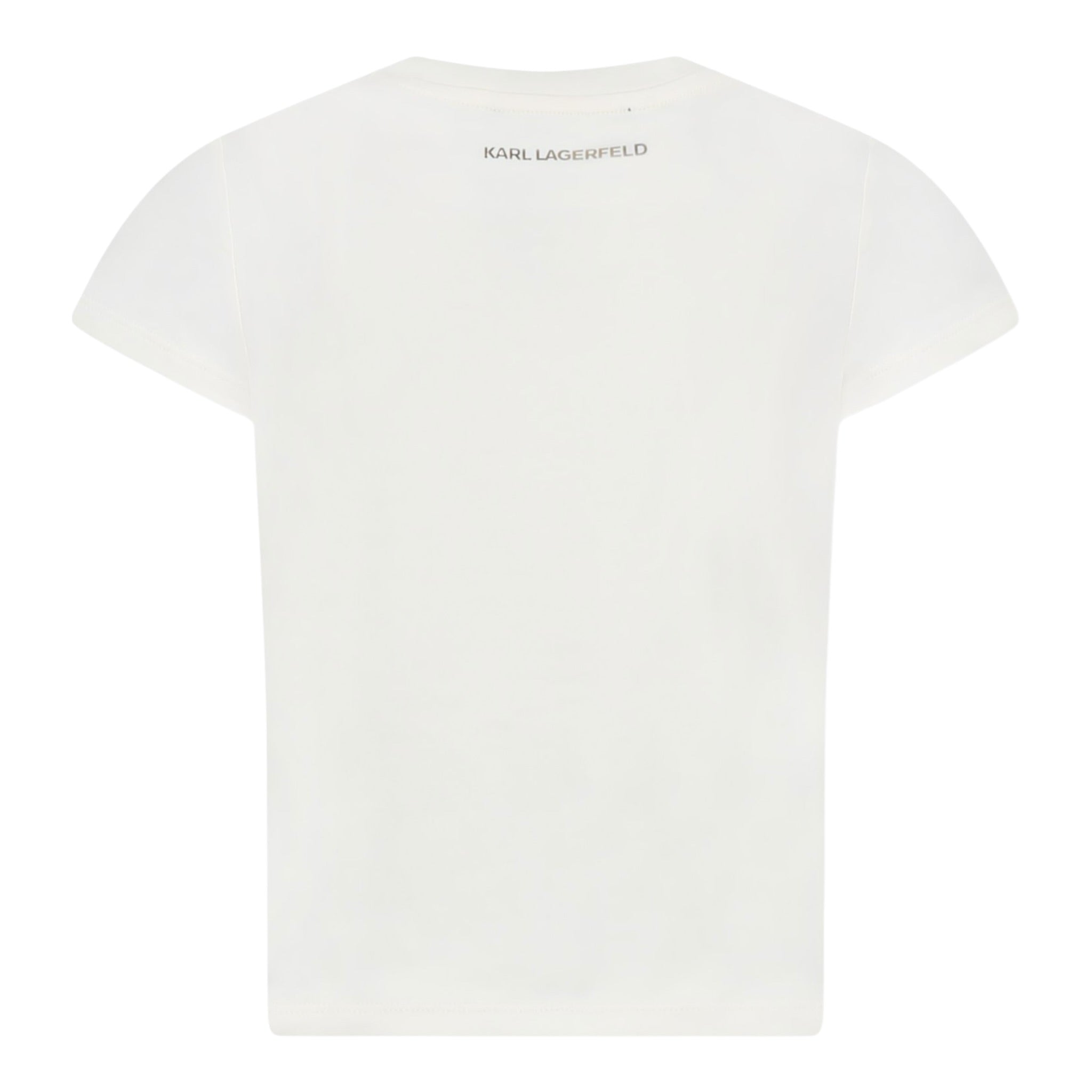 Karl Lagerfeld T-Shirt Girocollo tinta unita con Stampa Panna per Bambina Z30447 PANNA KARL LAGERFELD 