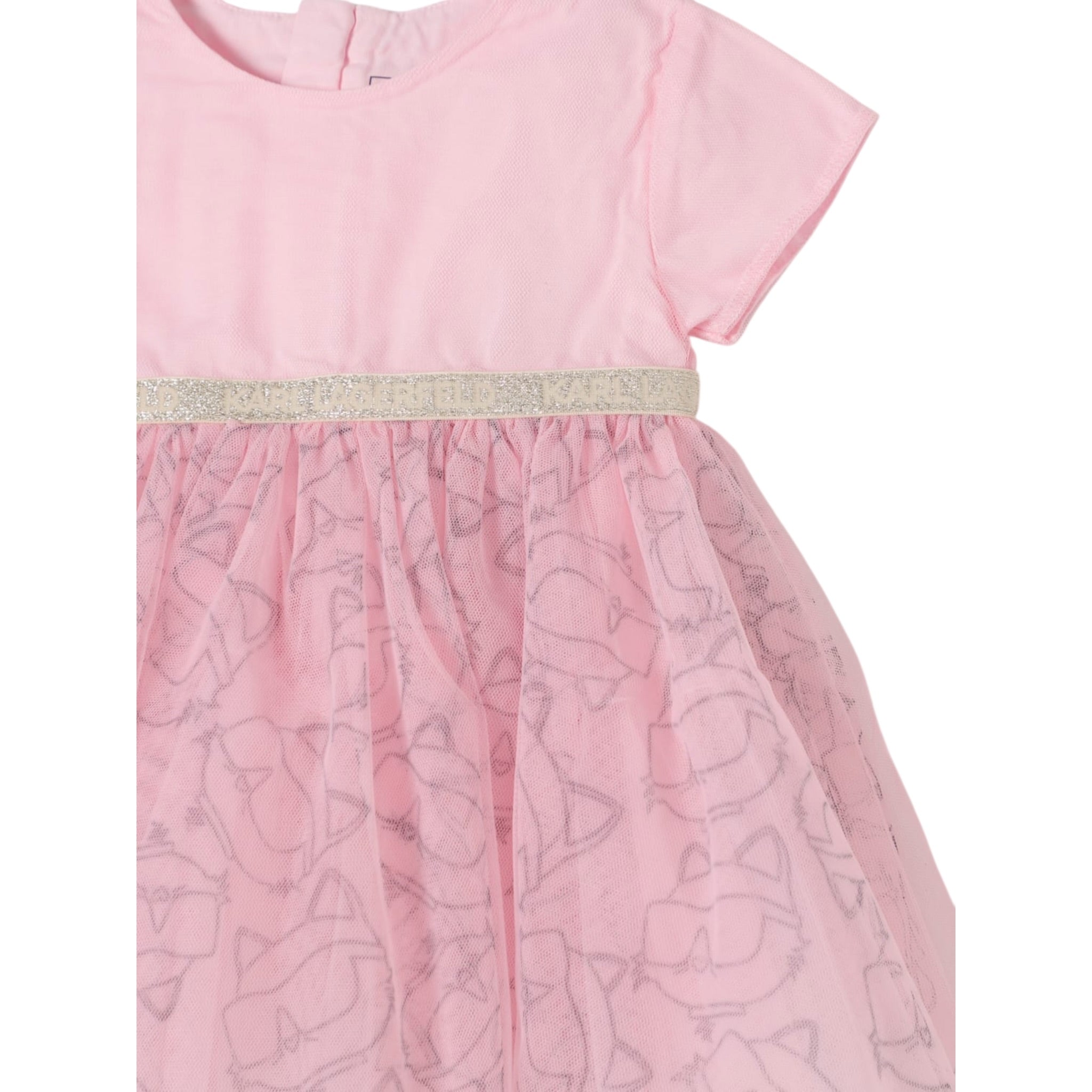 Karl Lagerfeld Abito Mezza Manica Tinta Unita In Tulle per Neonata Z30519 ROSA KARL LAGERFELD 