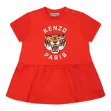 Kenzo Abito Mezza Manica Tinta Unita con Logo per Neonata K60941 ROSSO KENZO 