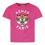 Kenzo T-Shirt Girocollo Tinta Unita con Stampa per Neonata K61054NX FUXIA KENZO 