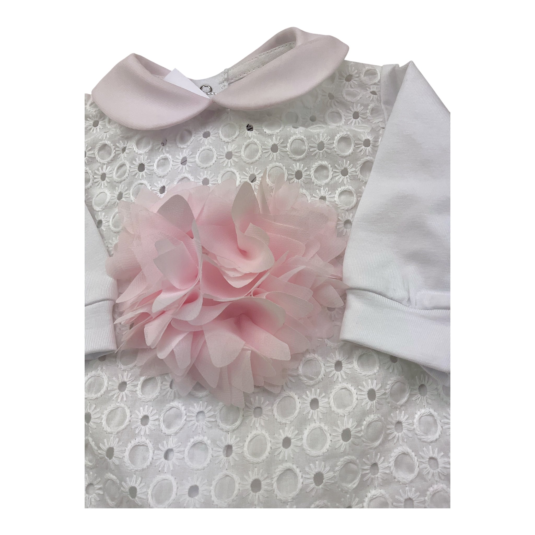 La Sartoria Dei Piccoli Tutina Tinta Unita Traforta per Neonata LTB3091 BIANCO LA SARTORIA DEI PICCOLI 