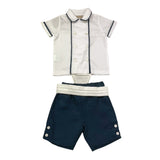 La Stupenderia Completo 2 Pezzi Camicia-Bermuda Bicolore per Neonato CCCT71 BIANCO/BLU LA STUPENDERIA 