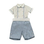 La Stupenderia Completo 2 Pezzi Camicia-Bermuda Bicolore Bianco/Azzurro per Neonato CCCT71X BIANCO/AZZURRO LA STUPENDERIA 