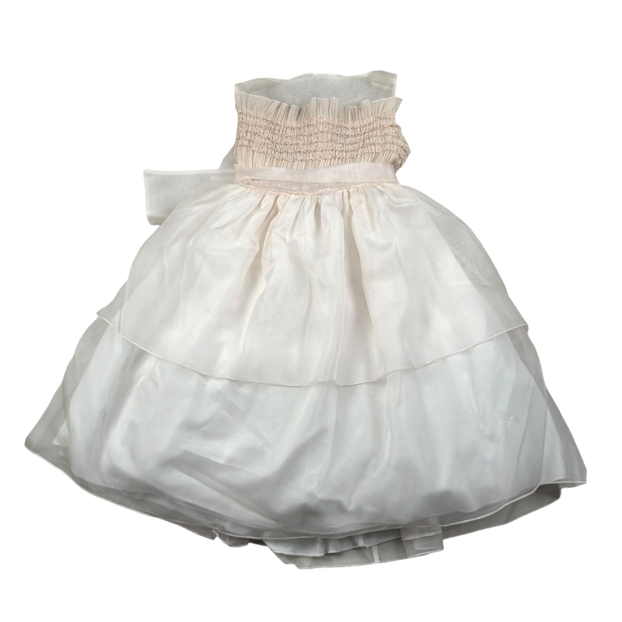 La Stupenderia Abito Cerimonia Giromanica Tinta Unita con Fiocco per Bambina CJAB96X BIANCO LA STUPENDERIA 