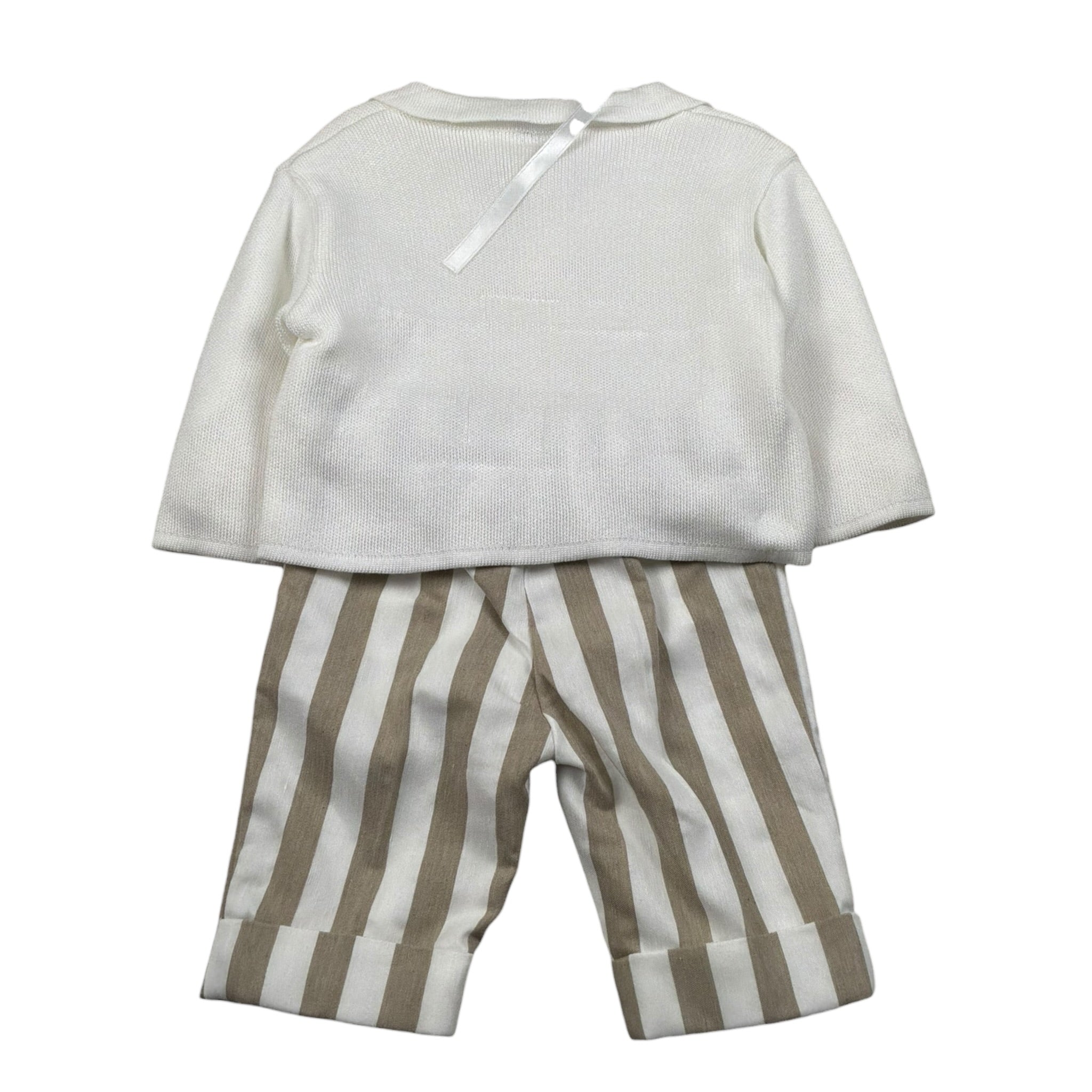 Marlu' Completo 4 Pezzi Cardigan-Camicia-Papillin-Pantalone per Neonato EF6661 PANNA MARLU' 