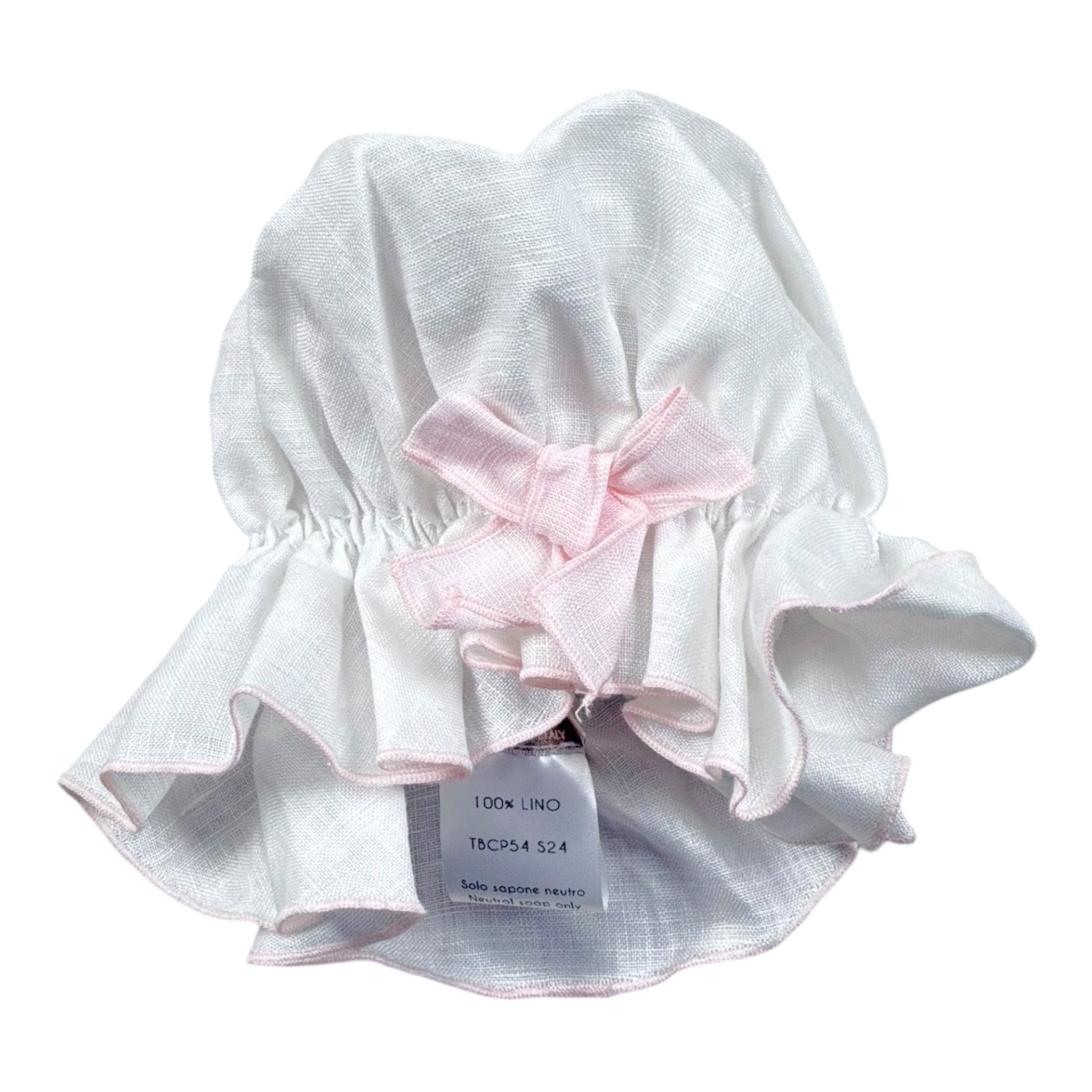La Stupenderia Cappello Tinta Unita con Fiocco per Neonata TBCP54 BIANCO LA STUPENDERIA 